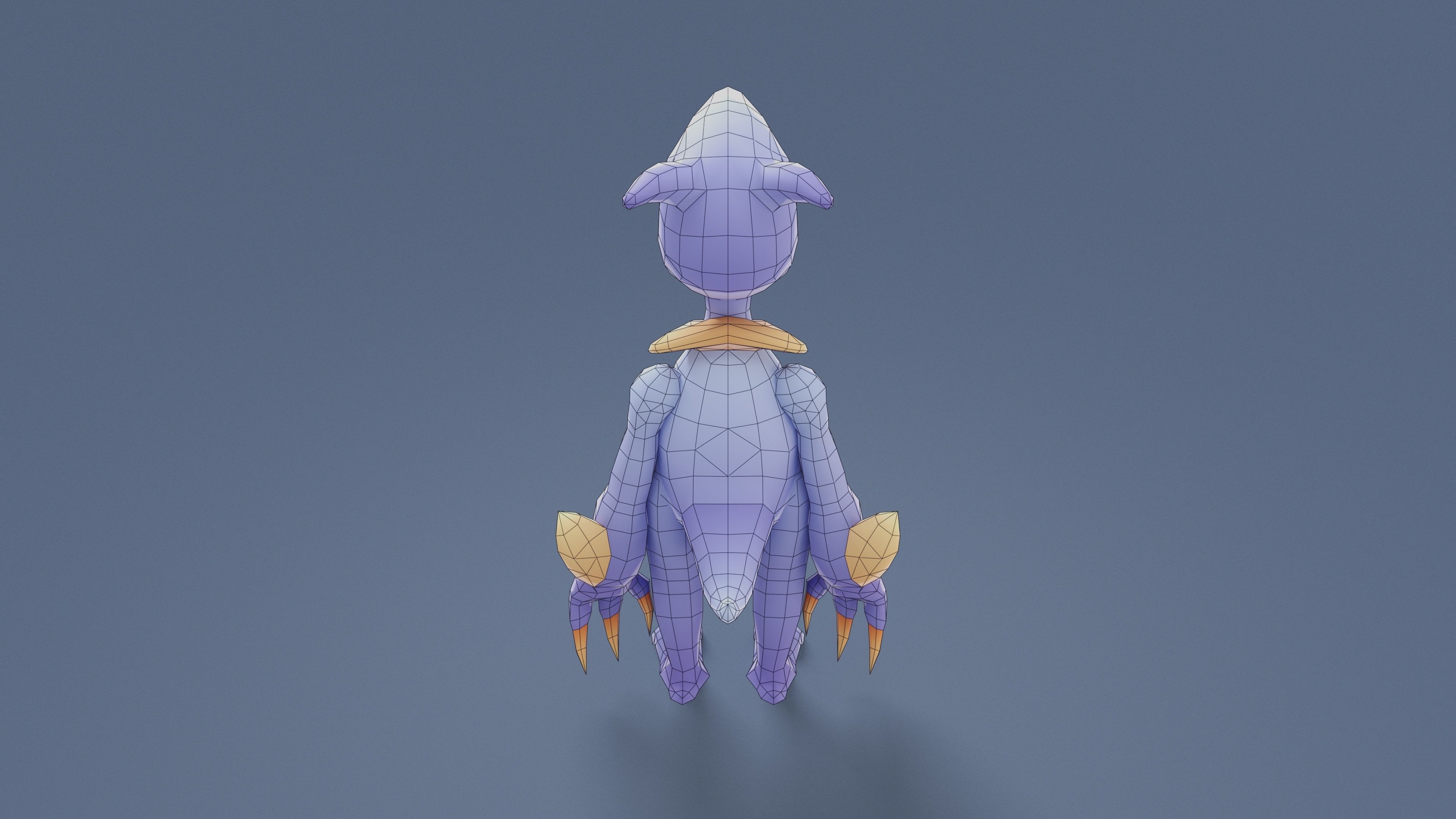 Cartoon Characters - Medium Pterodack Warrior Low-poly 3D model_15