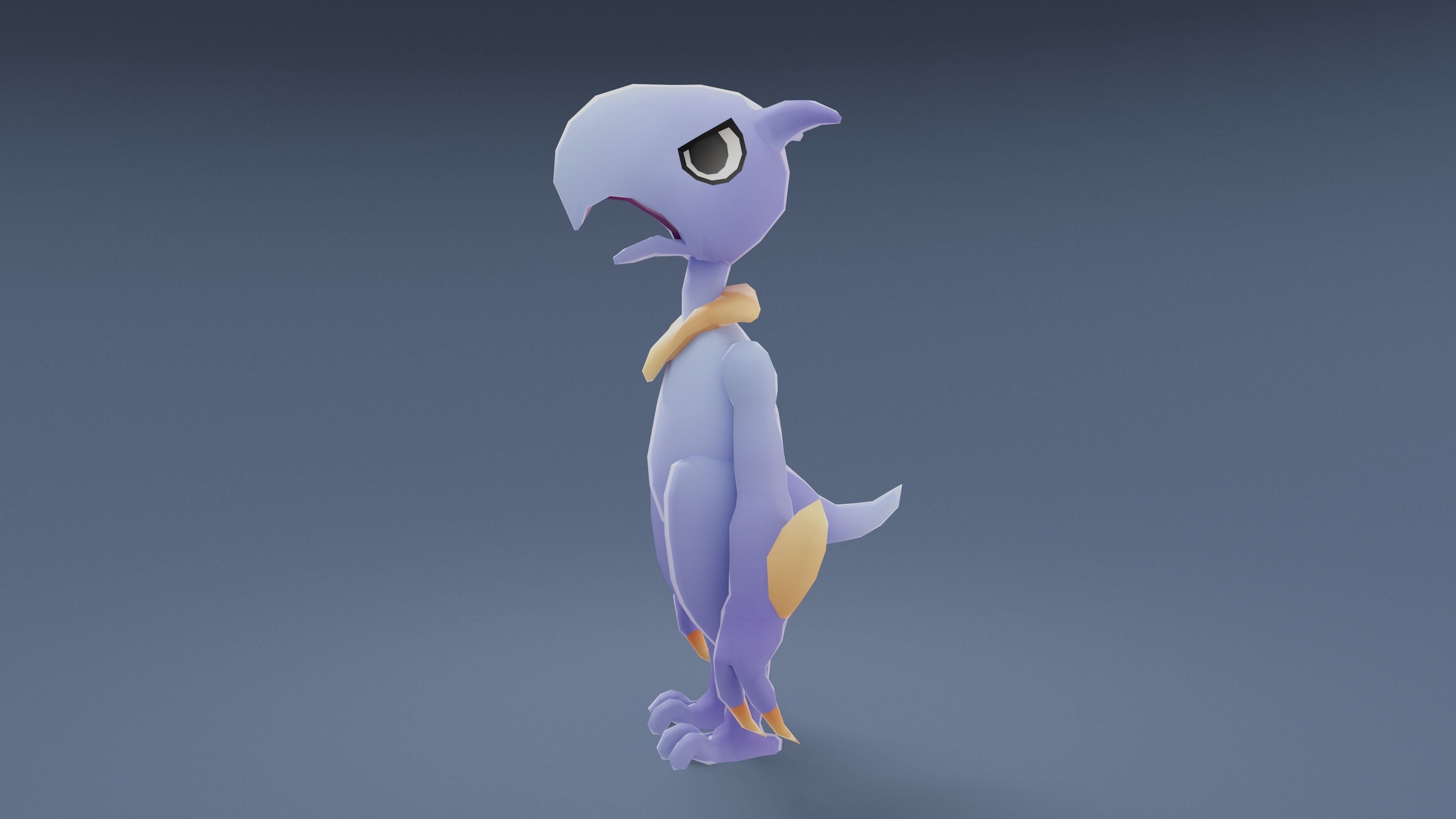 Cartoon Characters - Medium Pterodack Warrior Low-poly 3D model_8