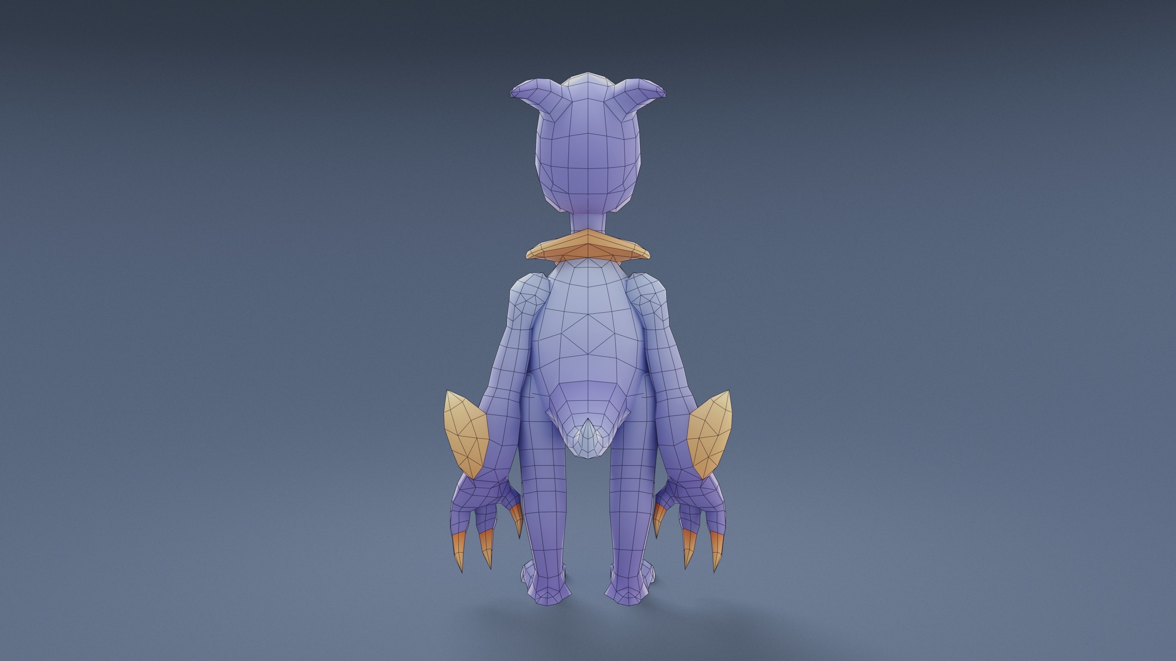 Cartoon Characters - Medium Pterodack Warrior Low-poly 3D model_20