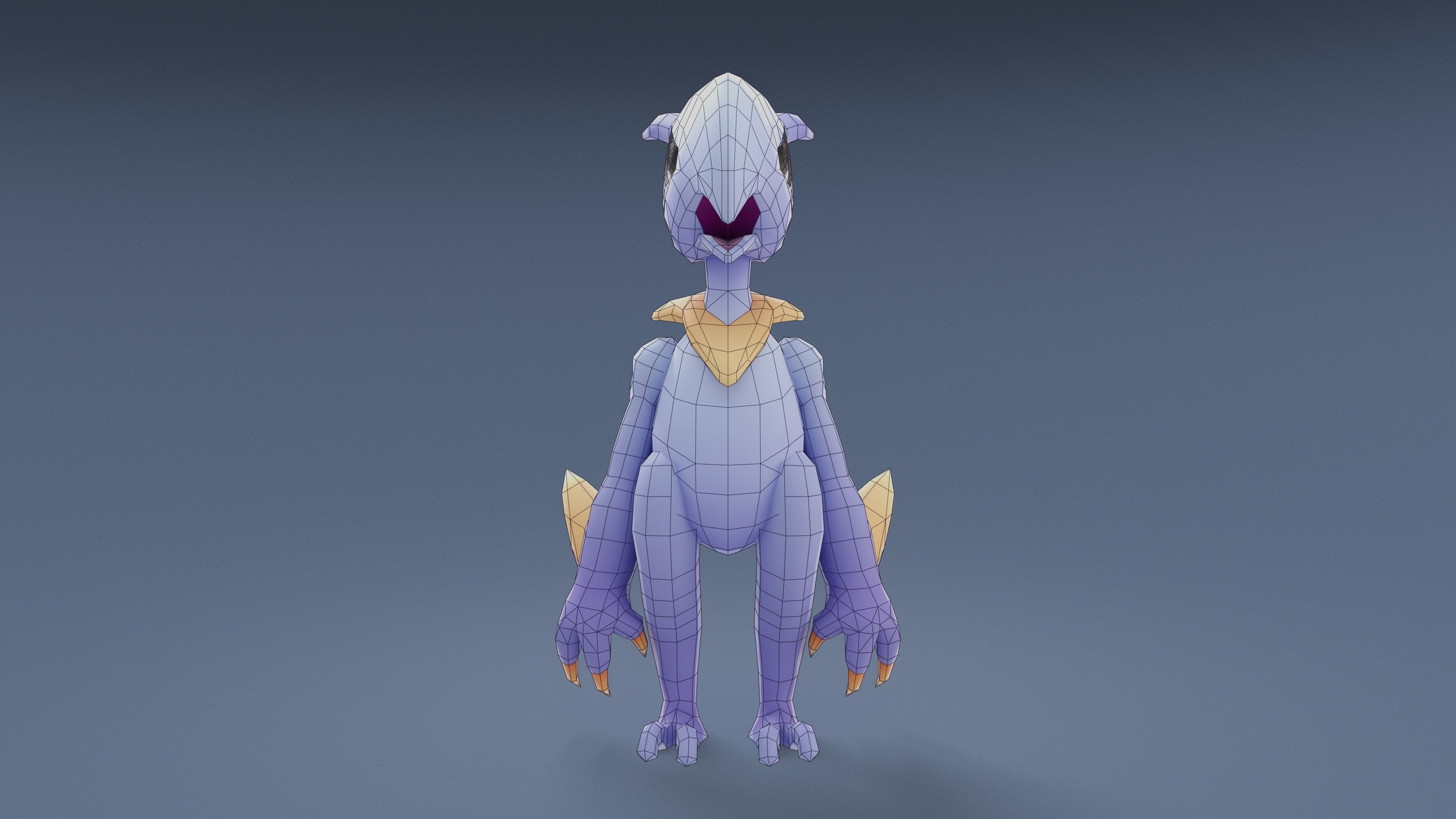 Cartoon Characters - Medium Pterodack Warrior Low-poly 3D model_21