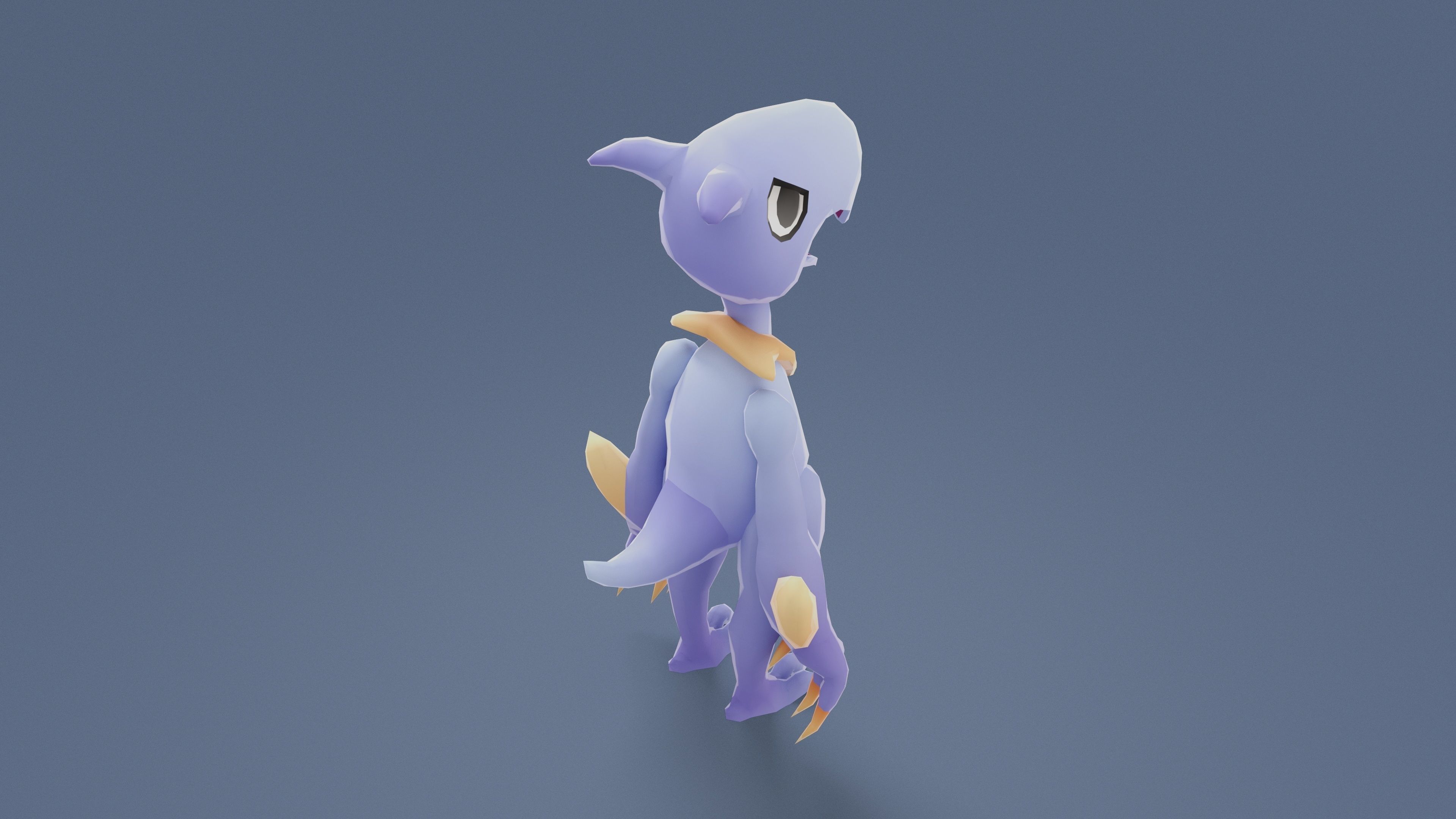 Cartoon Characters - Medium Pterodack Warrior Low-poly 3D model_5