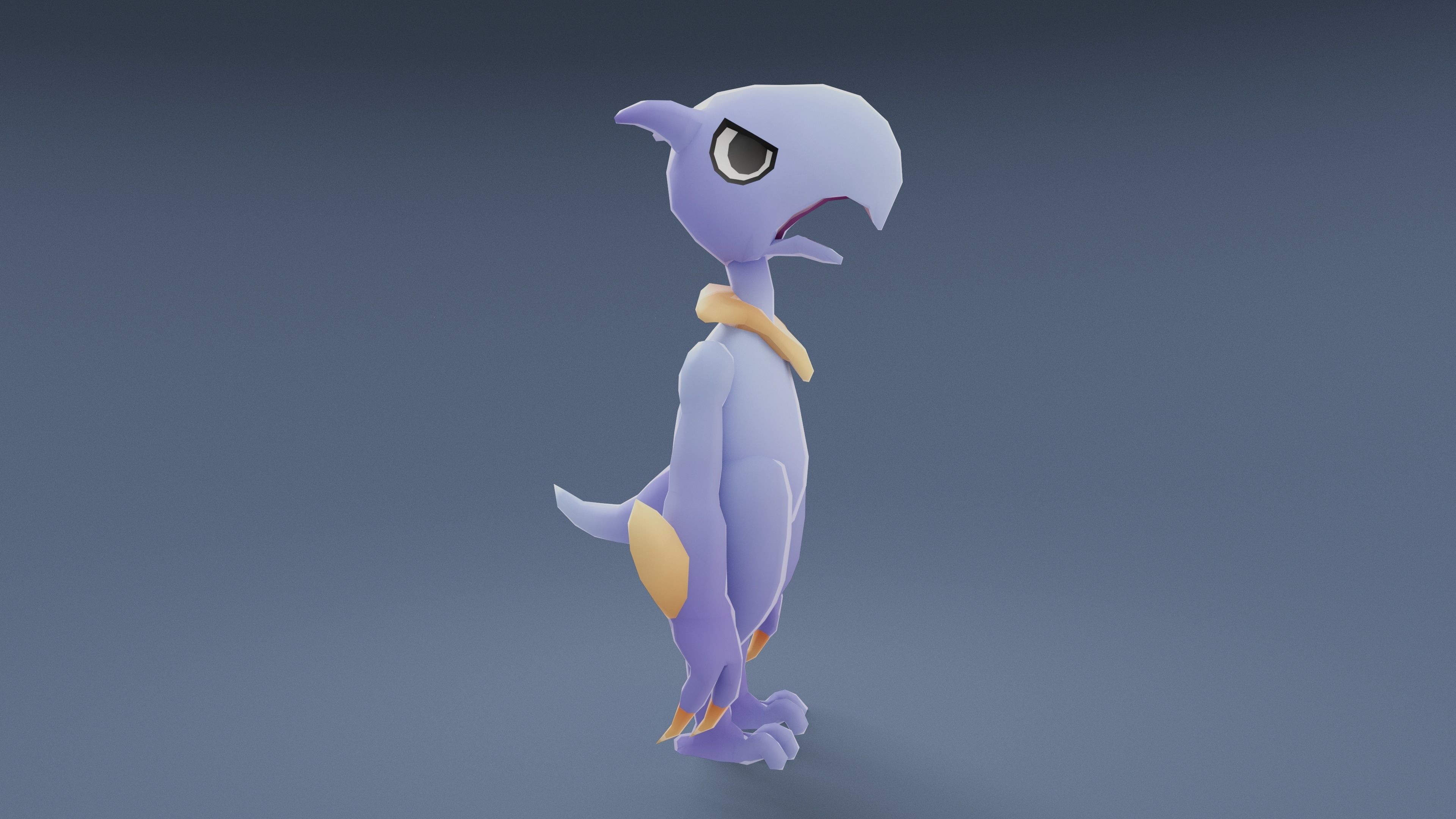 Cartoon Characters - Medium Pterodack Warrior Low-poly 3D model_10