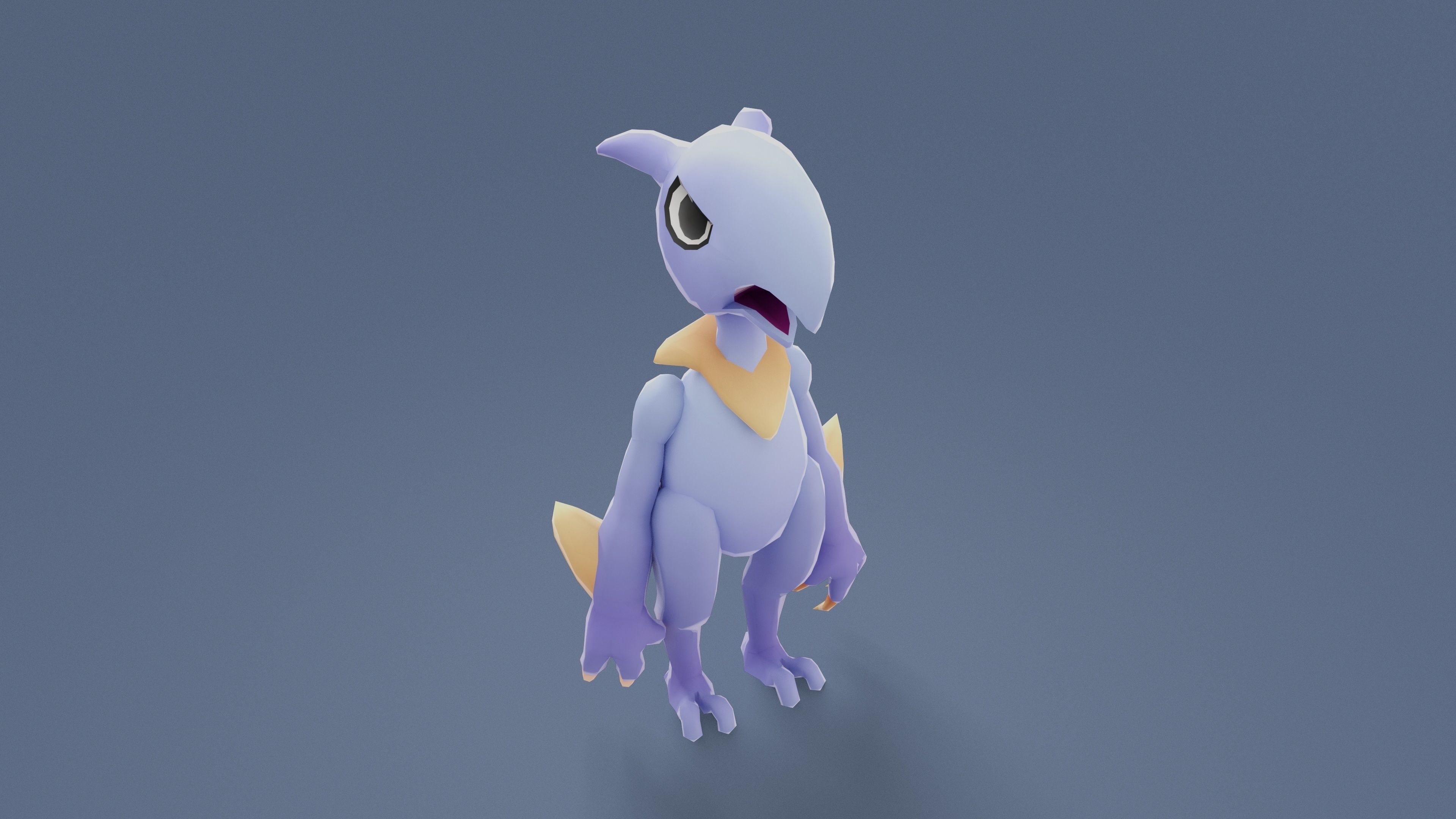 Cartoon Characters - Medium Pterodack Warrior Low-poly 3D model_6