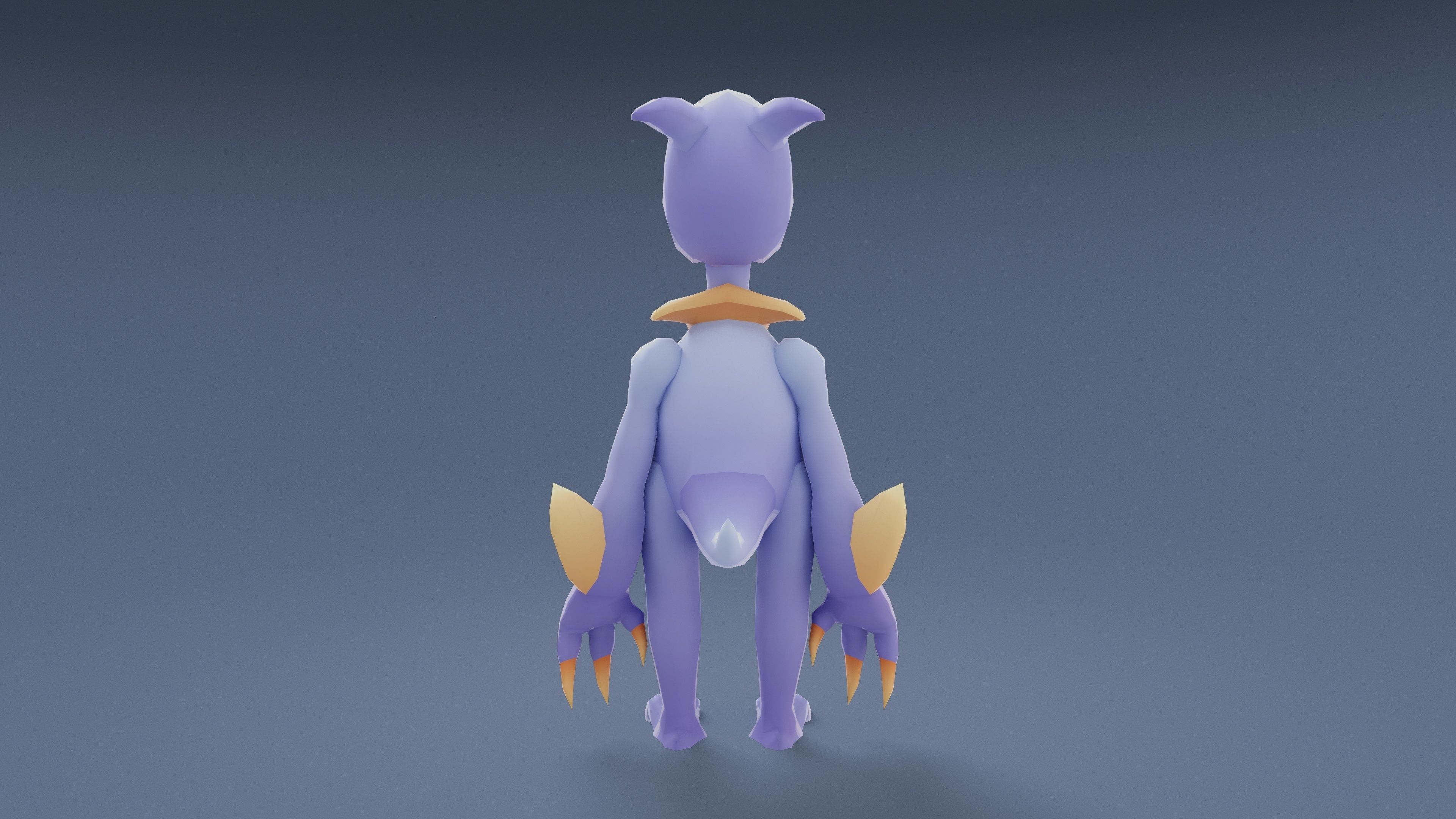 Cartoon Characters - Medium Pterodack Warrior Low-poly 3D model_9