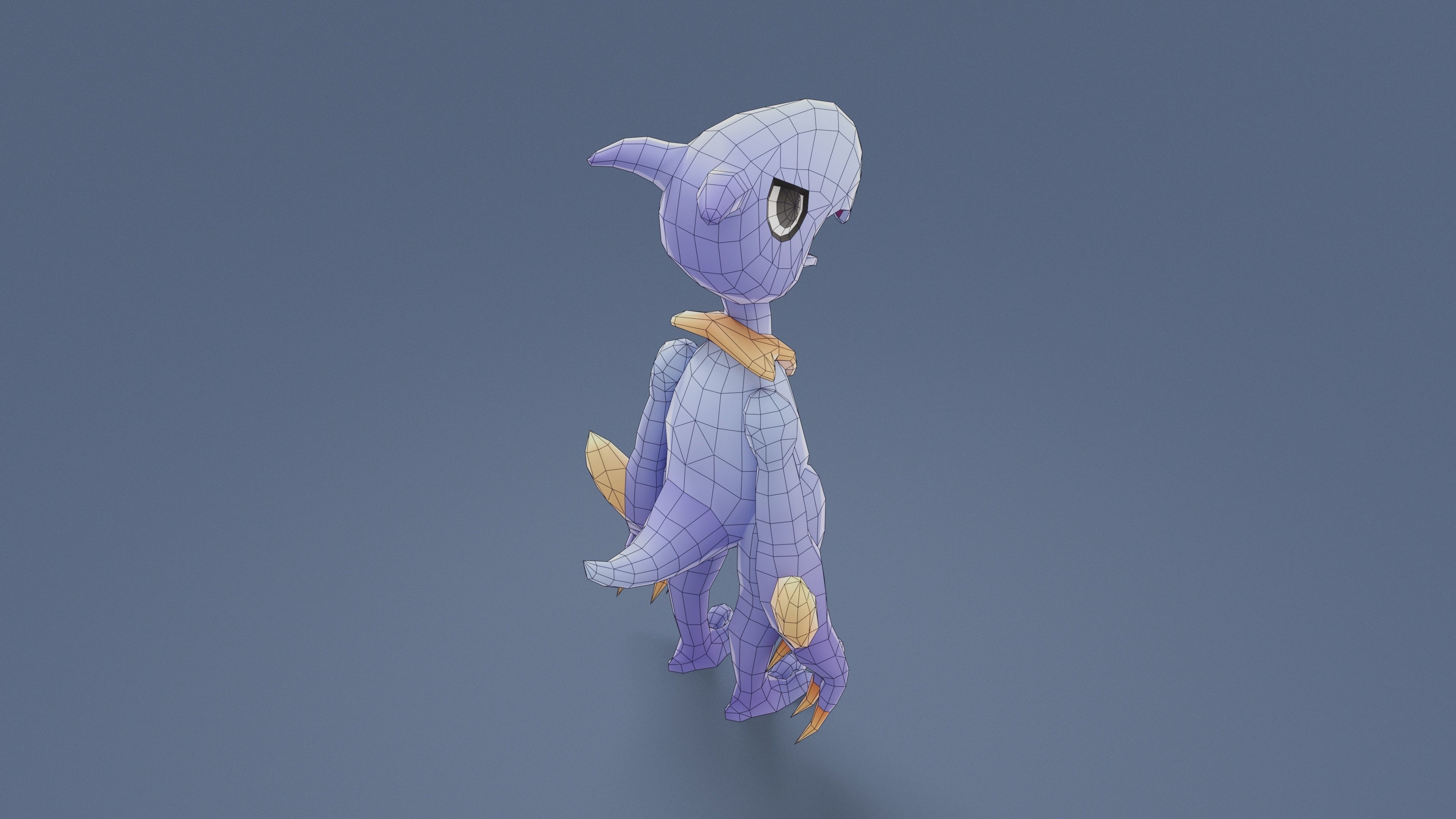 Cartoon Characters - Medium Pterodack Warrior Low-poly 3D model_16