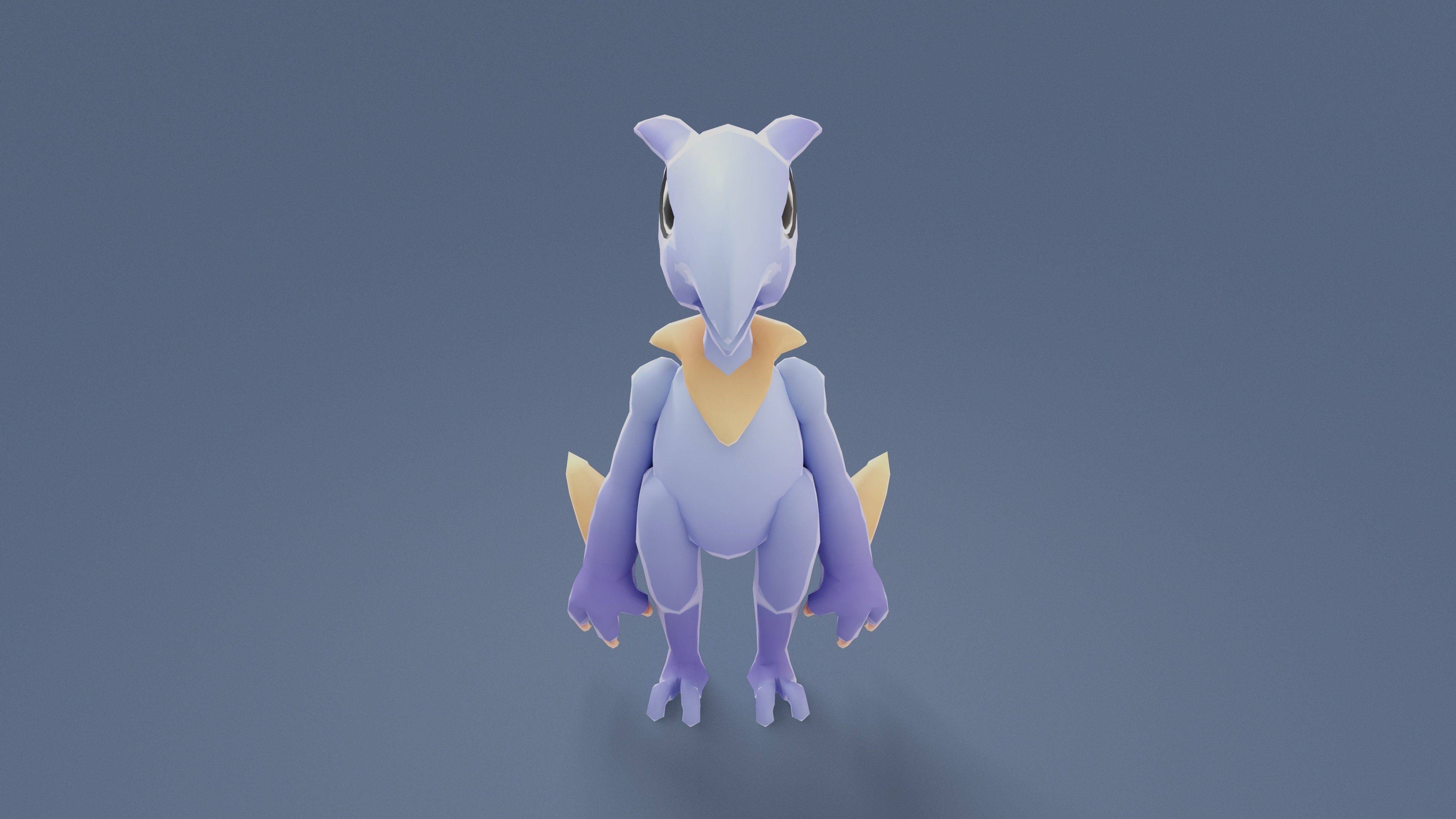Cartoon Characters - Medium Pterodack Warrior Low-poly 3D model_7