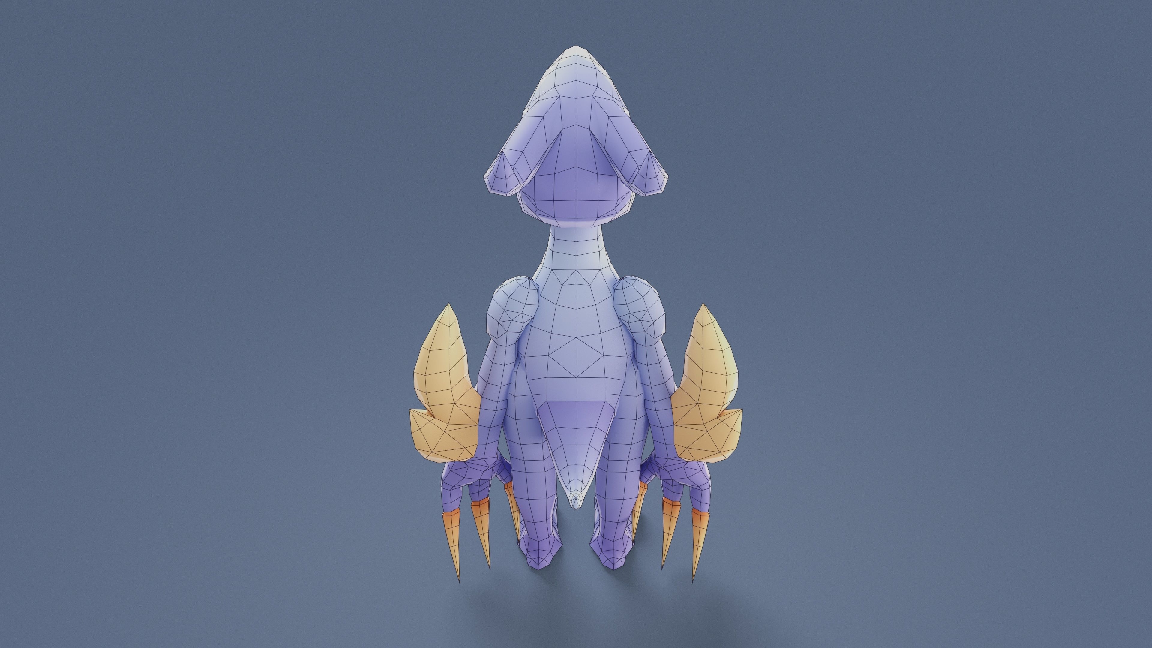 Cartoon Characters - Big Pterodack Warrior Low-poly 3D model_15