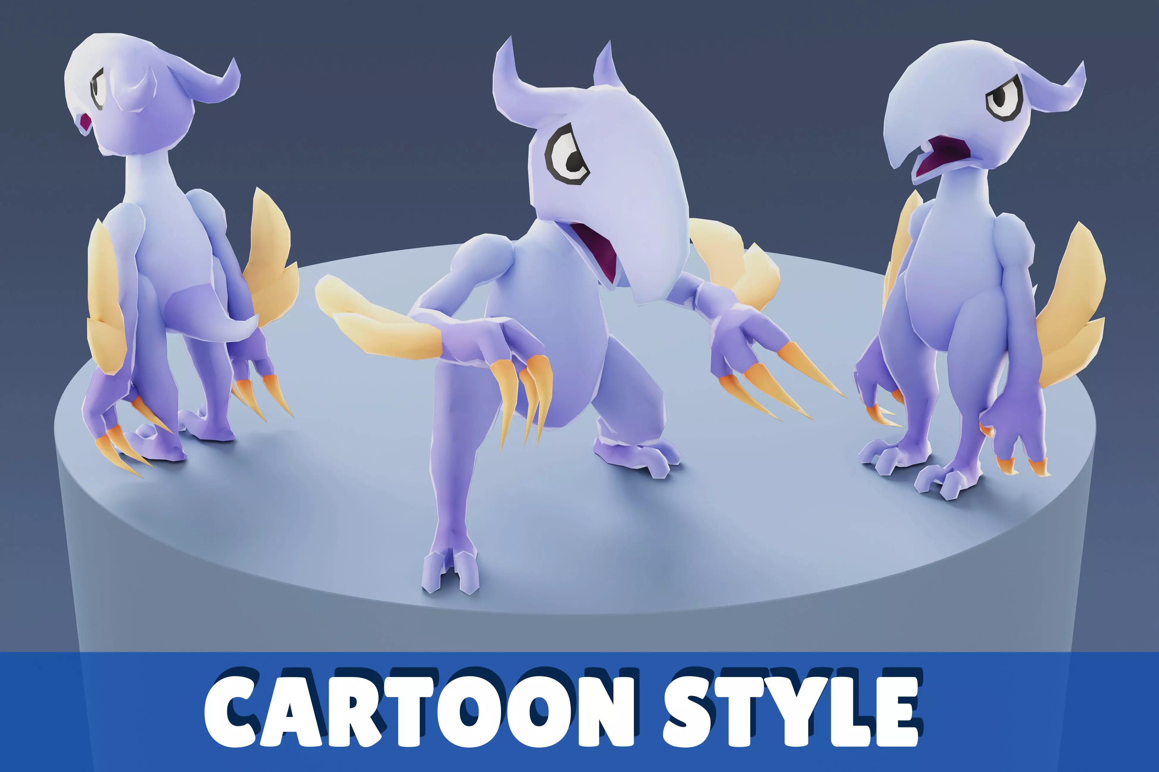 Cartoon Characters - Big Pterodack Warrior Low-poly 3D model_0