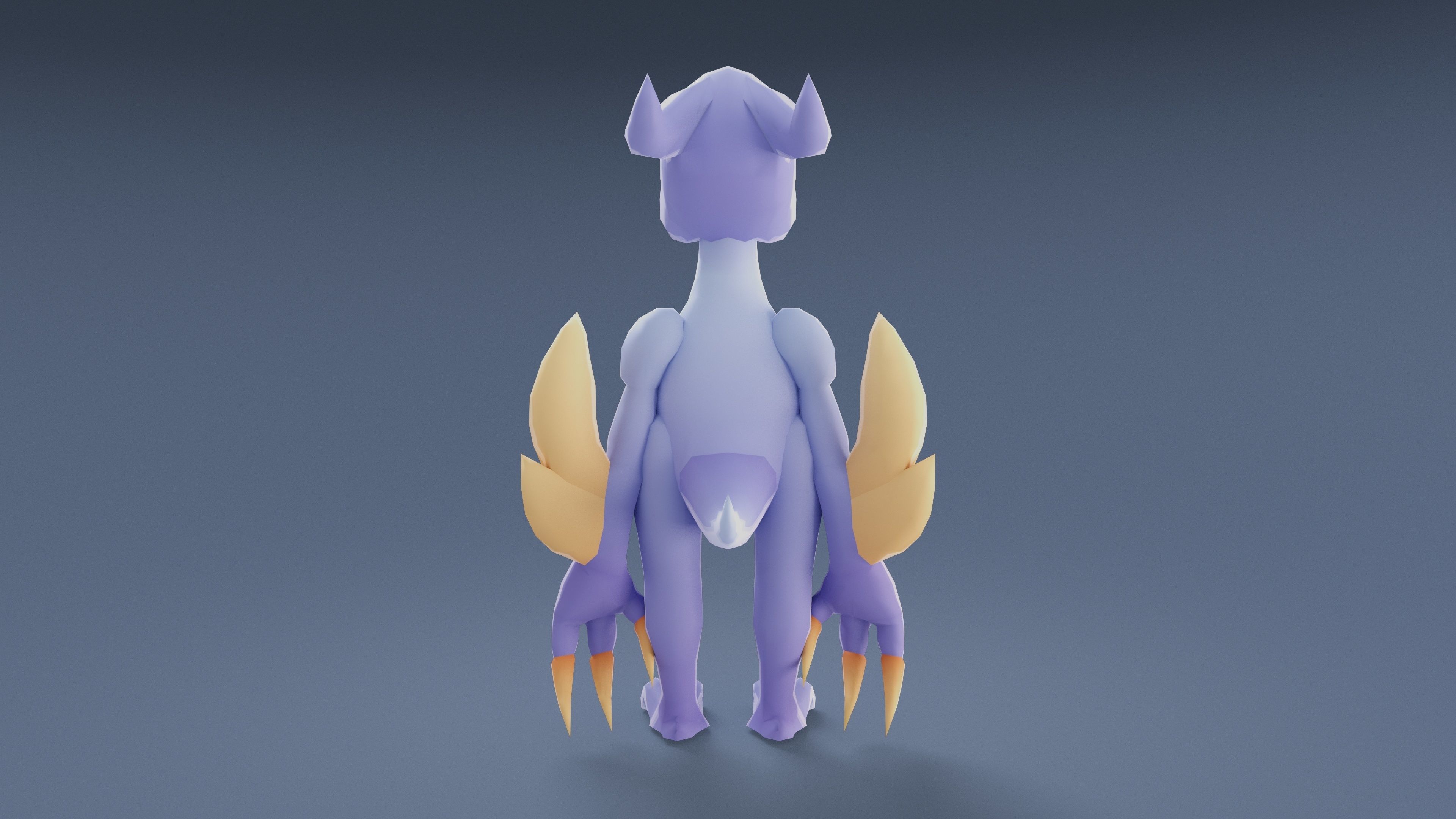 Cartoon Characters - Big Pterodack Warrior Low-poly 3D model_9