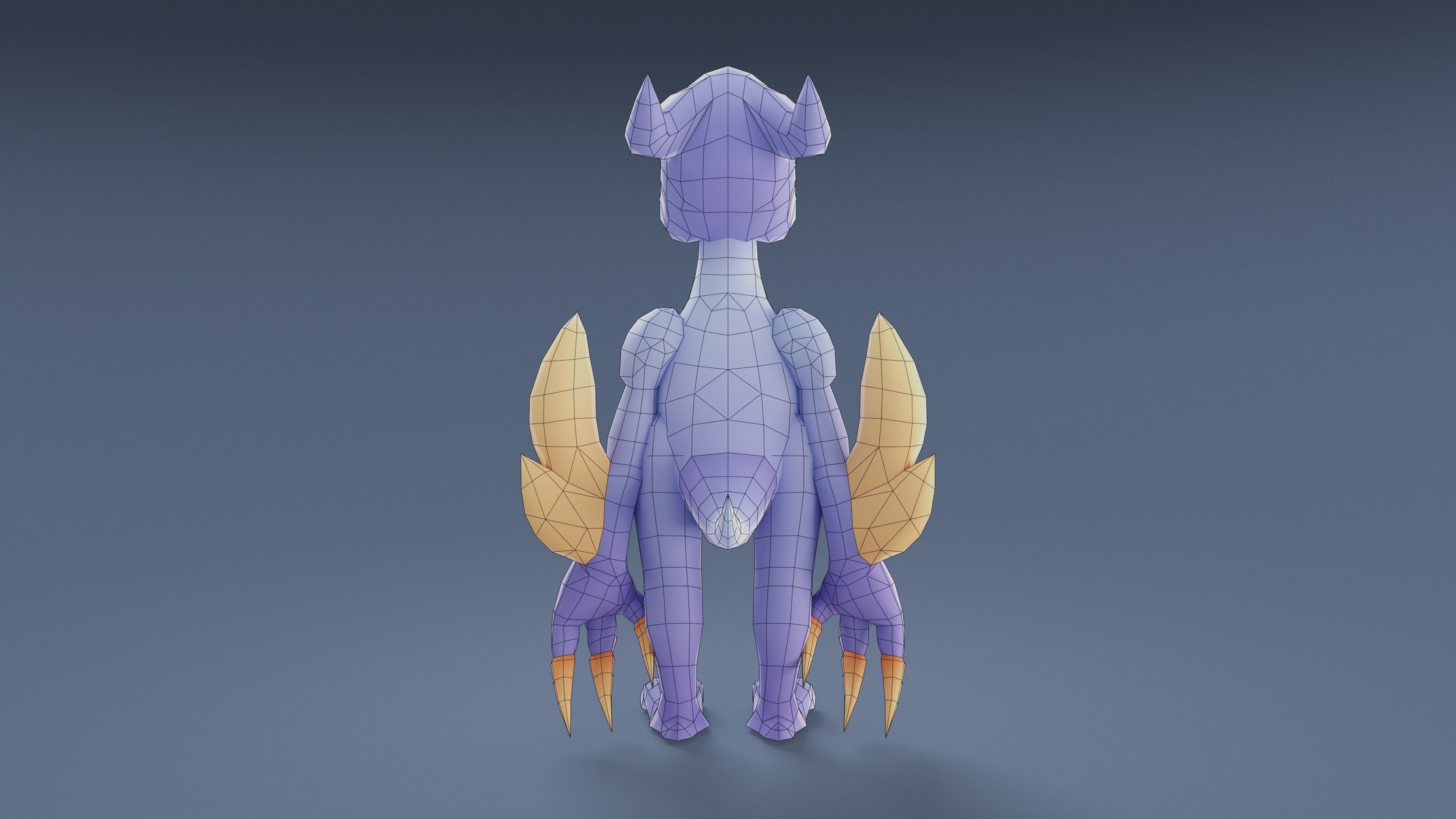 Cartoon Characters - Big Pterodack Warrior Low-poly 3D model_20