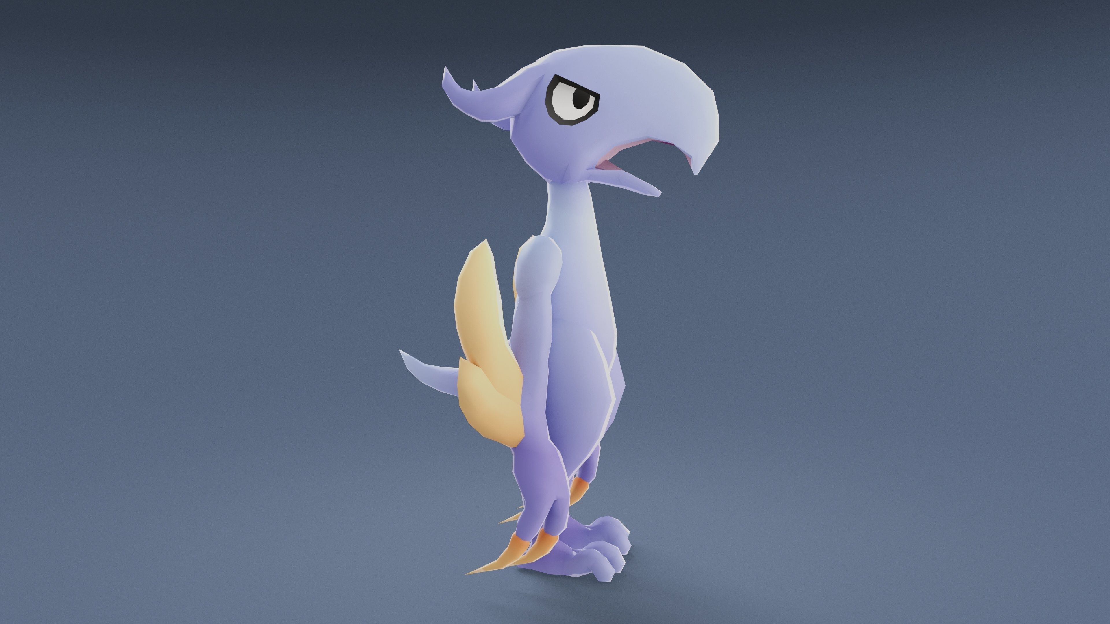 Cartoon Characters - Big Pterodack Warrior Low-poly 3D model_10