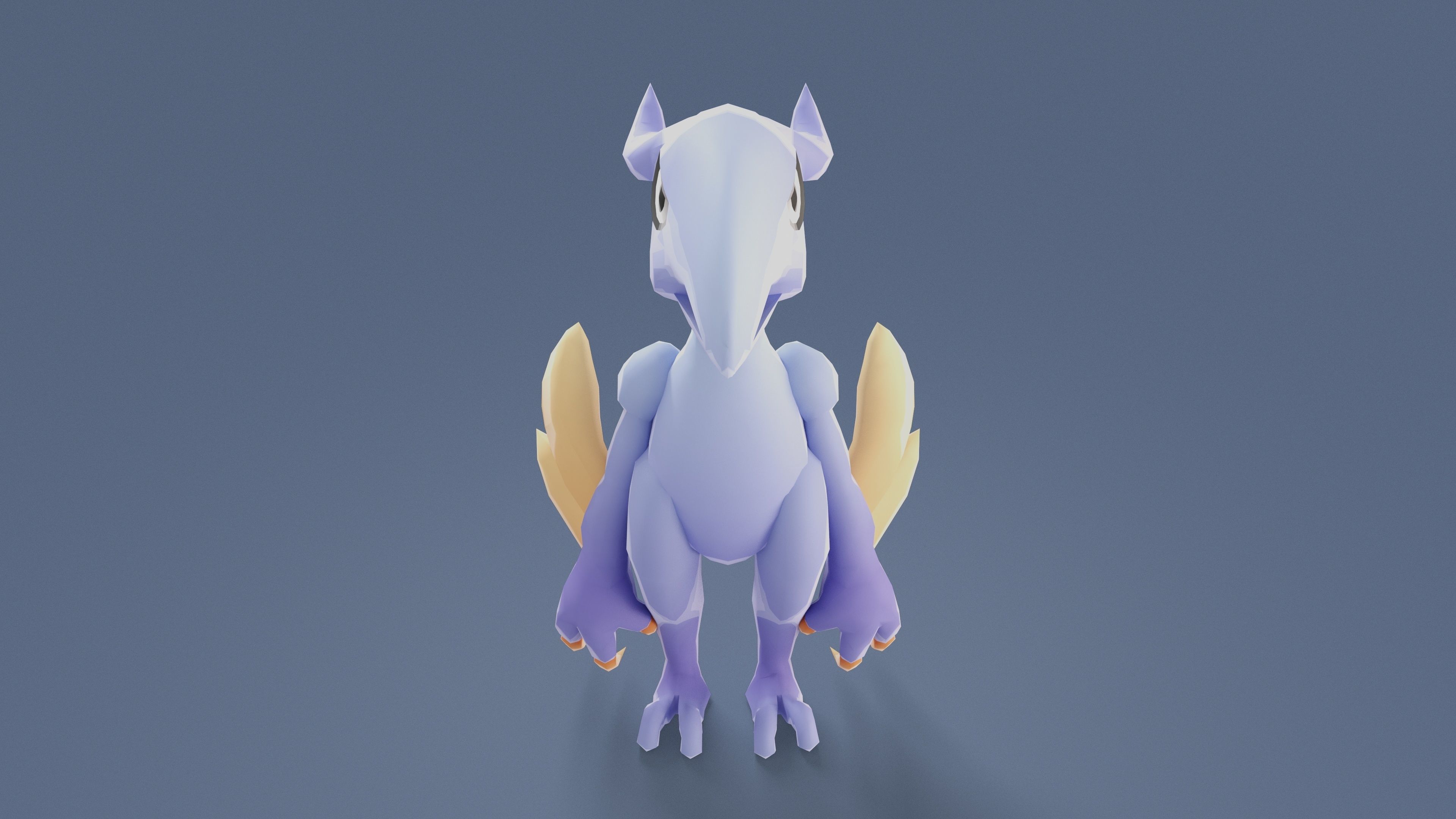 Cartoon Characters - Big Pterodack Warrior Low-poly 3D model_7