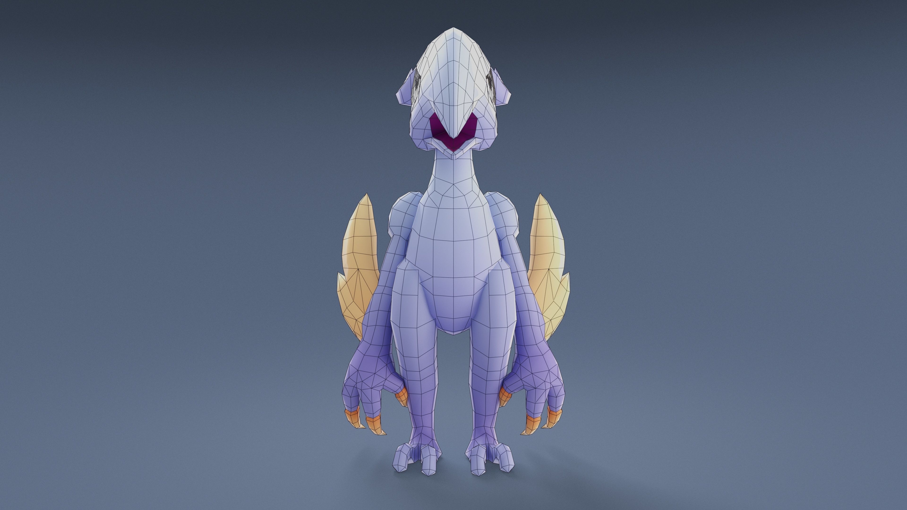 Cartoon Characters - Big Pterodack Warrior Low-poly 3D model_21