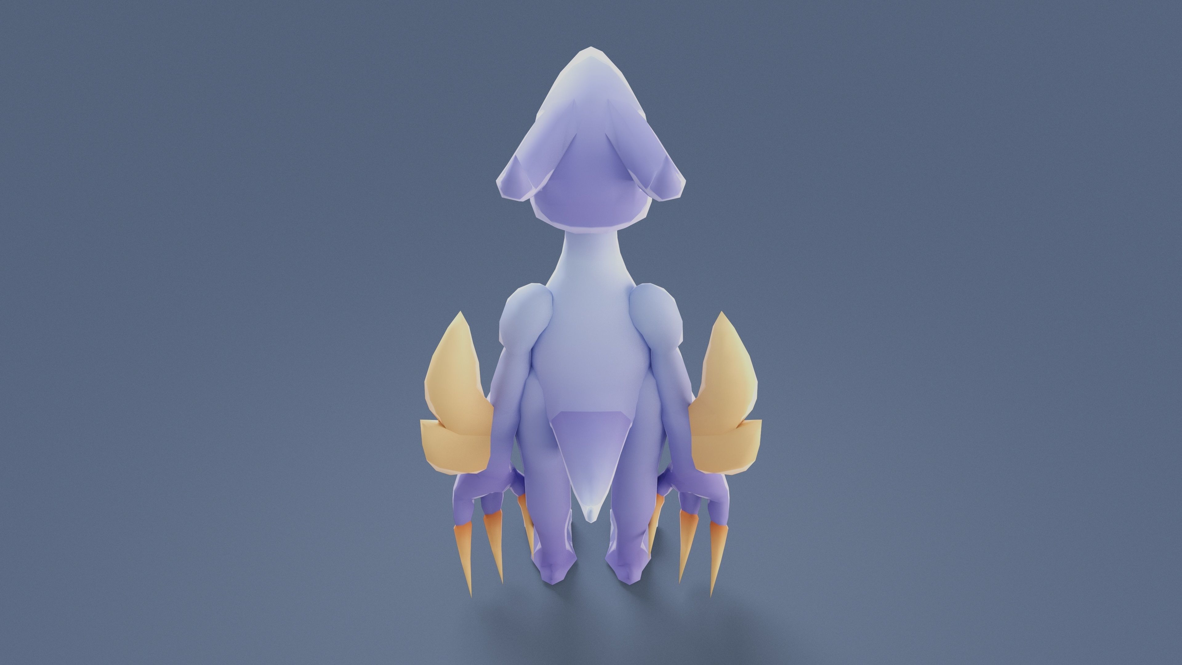 Cartoon Characters - Big Pterodack Warrior Low-poly 3D model_4