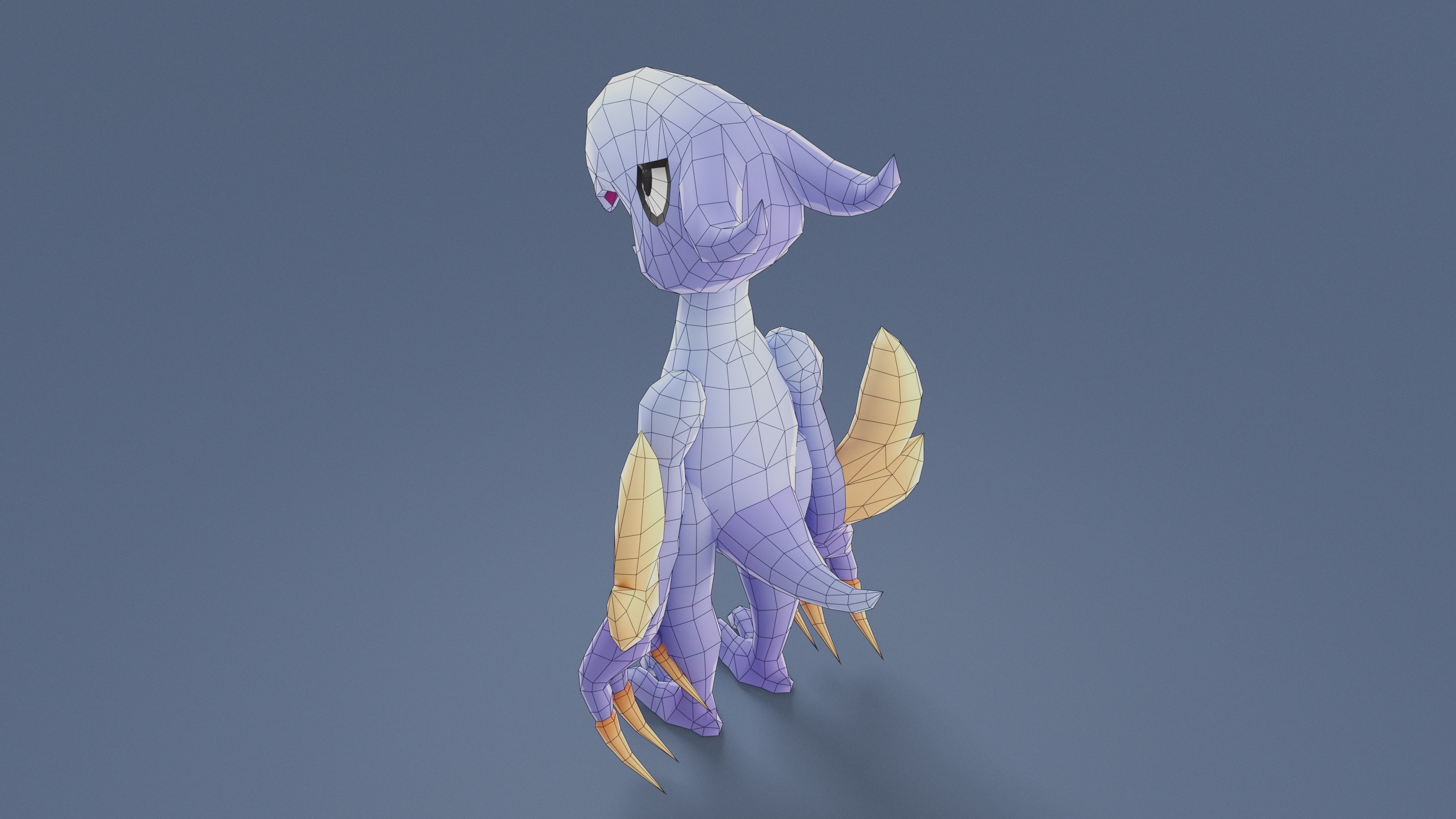 Cartoon Characters - Big Pterodack Warrior Low-poly 3D model_14