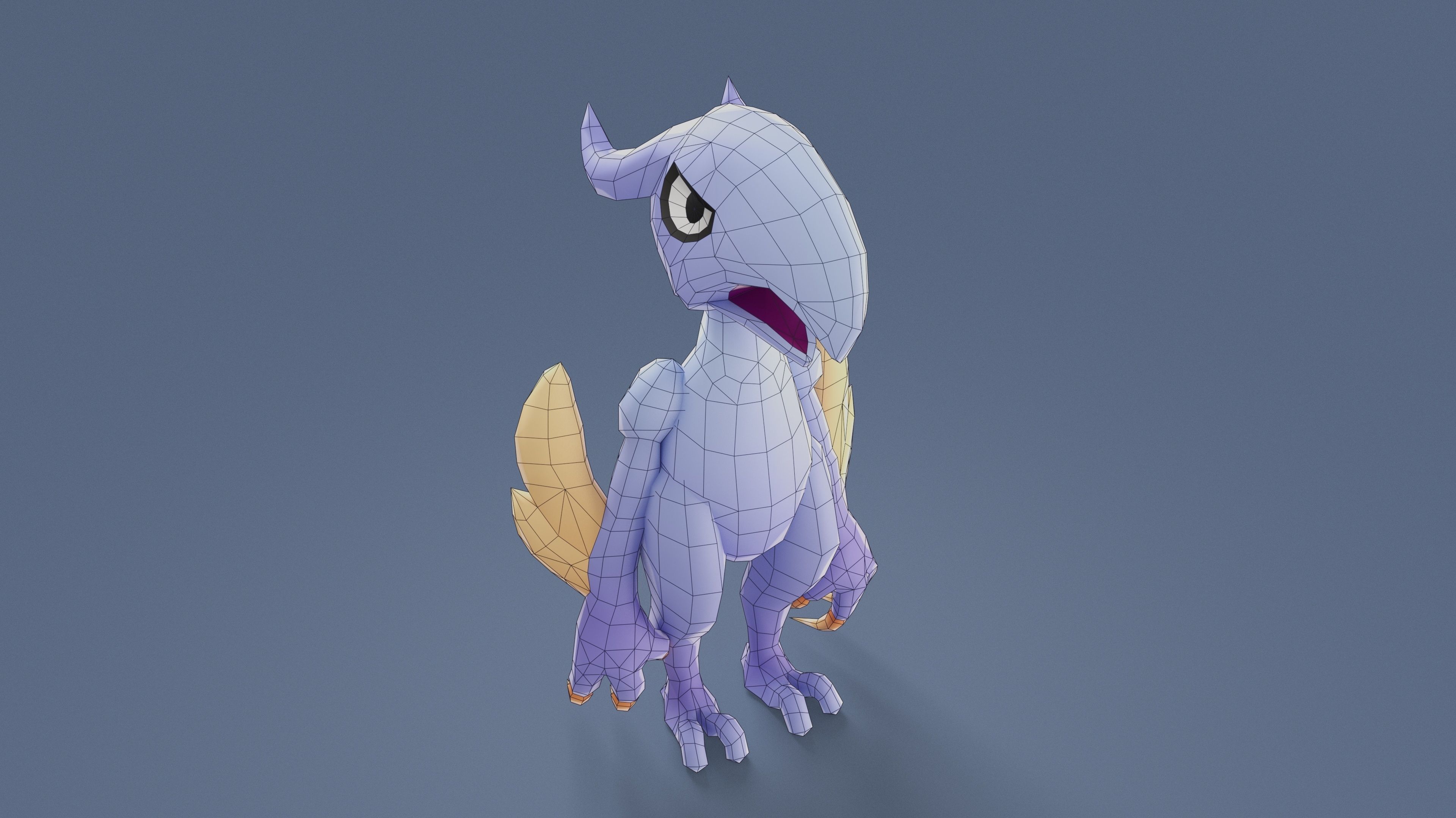 Cartoon Characters - Big Pterodack Warrior Low-poly 3D model_17