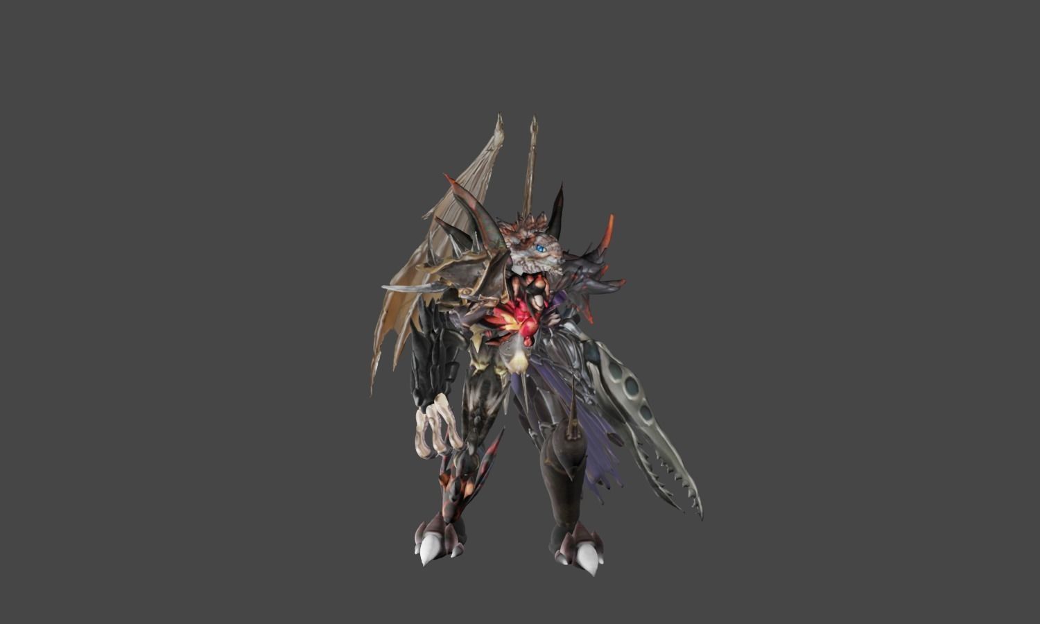 Zeloeman K 4 character with wings and armor Low-poly 3D model_5