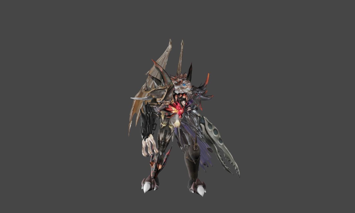 Zeloeman K 4 character with wings and armor Low-poly 3D model_4