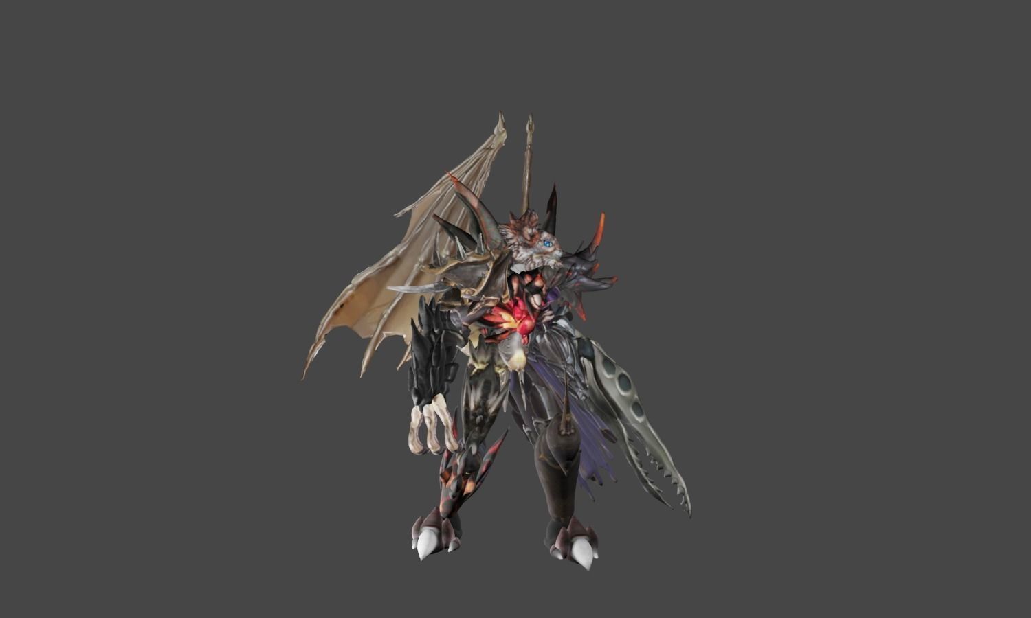 Zeloeman K 4 character with wings and armor Low-poly 3D model_19