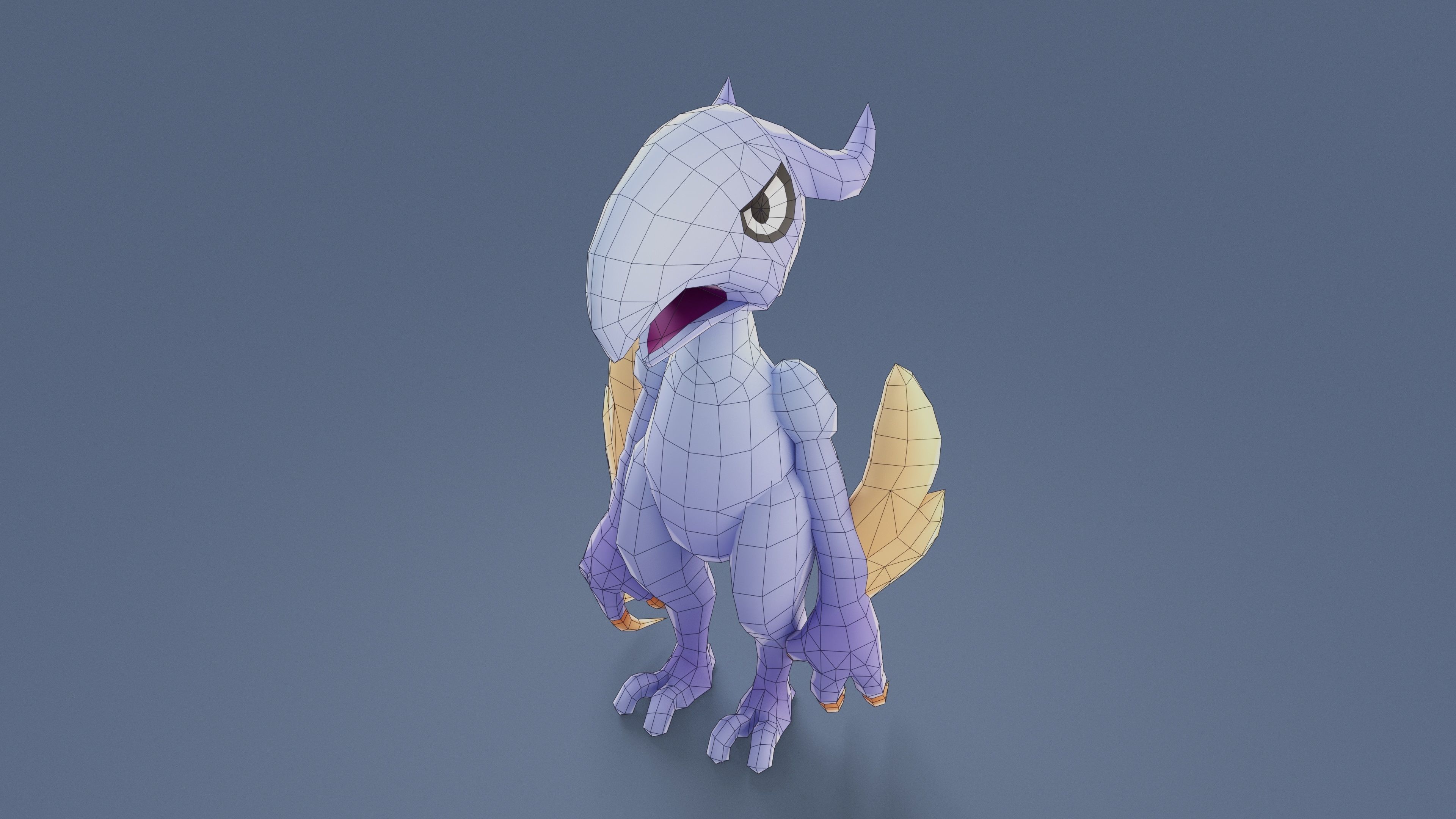 Cartoon Characters - Evolution Pterodack Warrior Low-poly 3D model_24