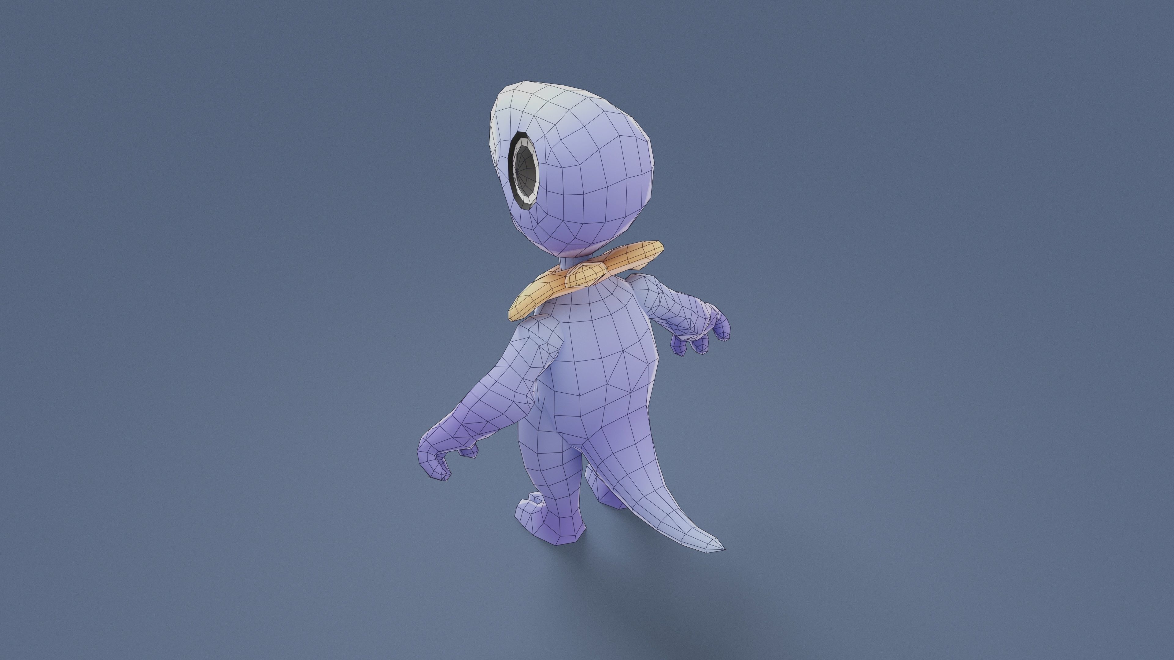 Cartoon Characters - Evolution Pterodack Warrior Low-poly 3D model_18