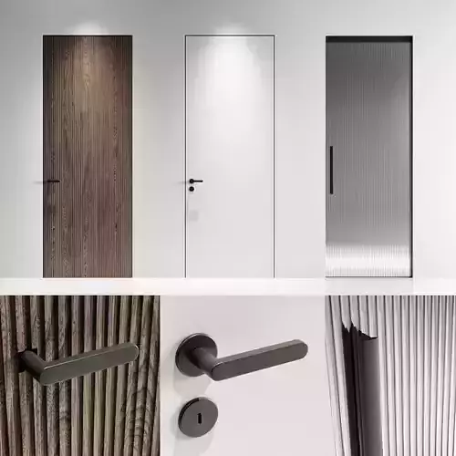 Garofoli Set modern door with different handles and knobs 3D model