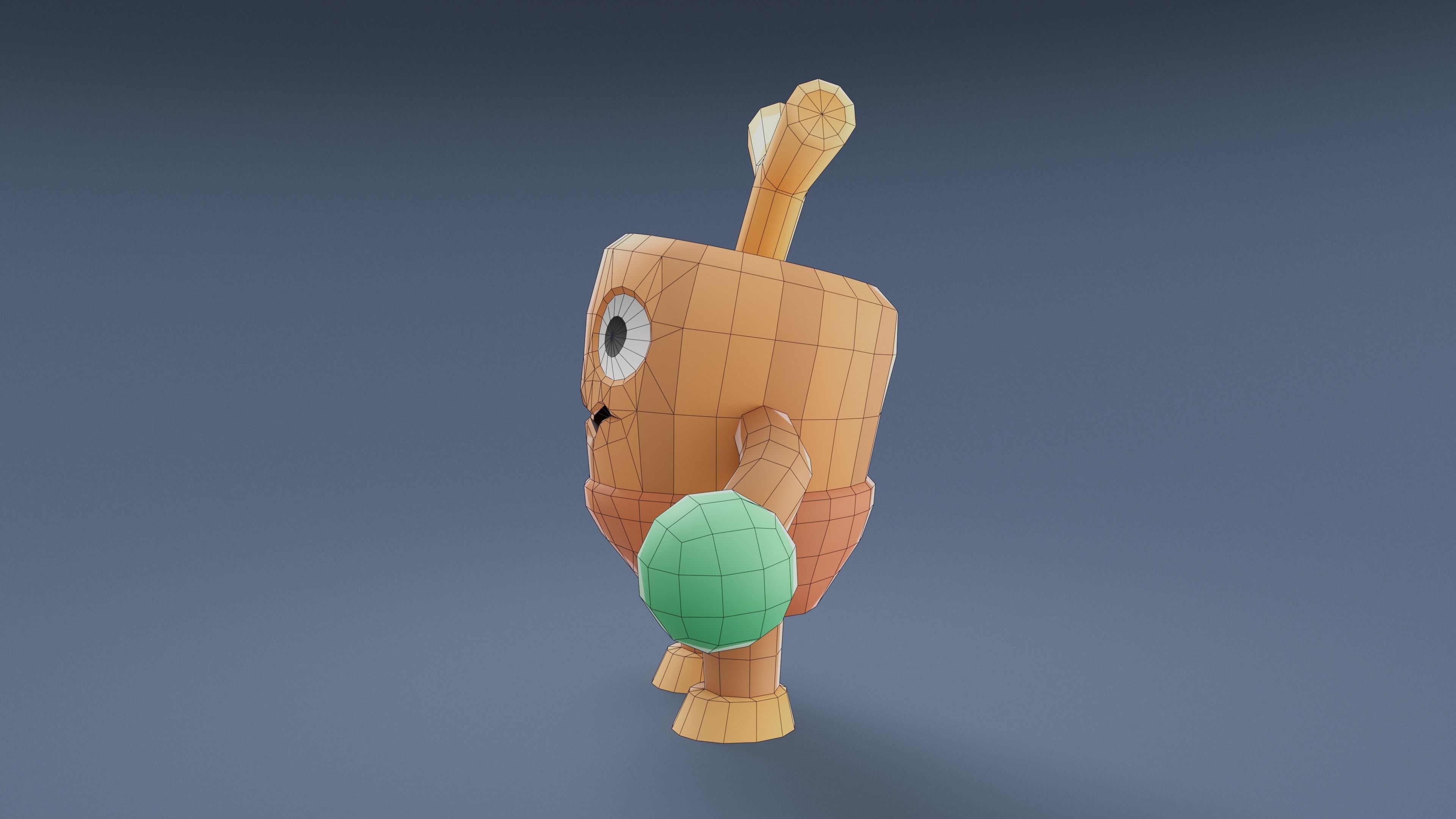Cartoon Characters - Small Stumpy Warrior Low-poly 3D model_19