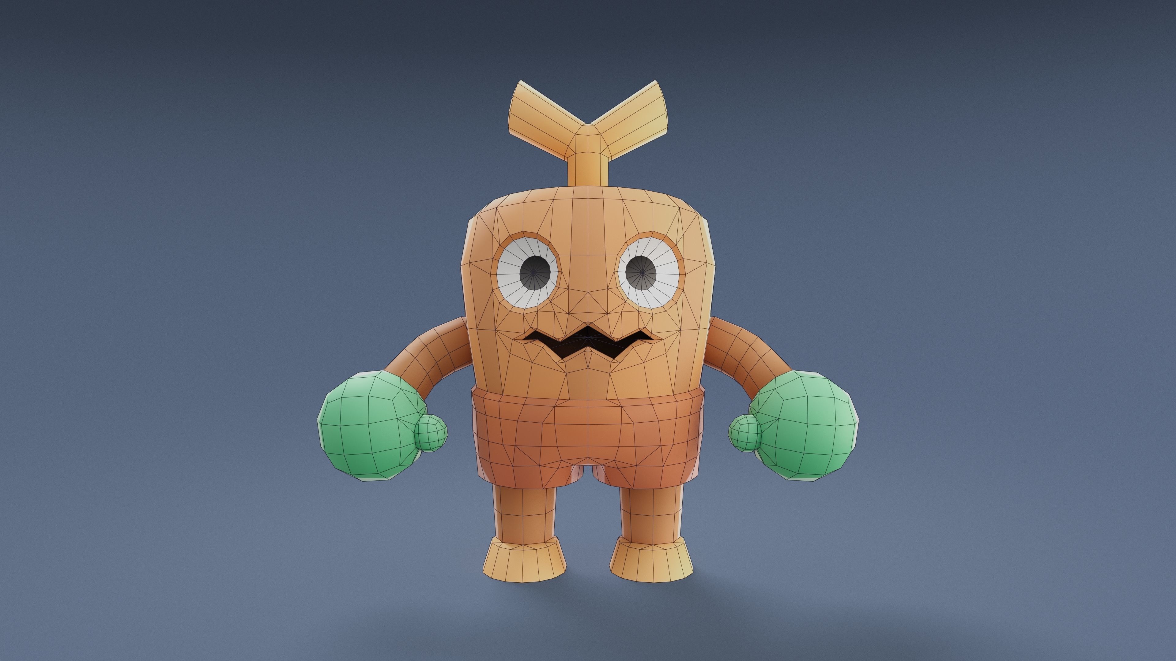 Cartoon Characters - Small Stumpy Warrior Low-poly 3D model_21