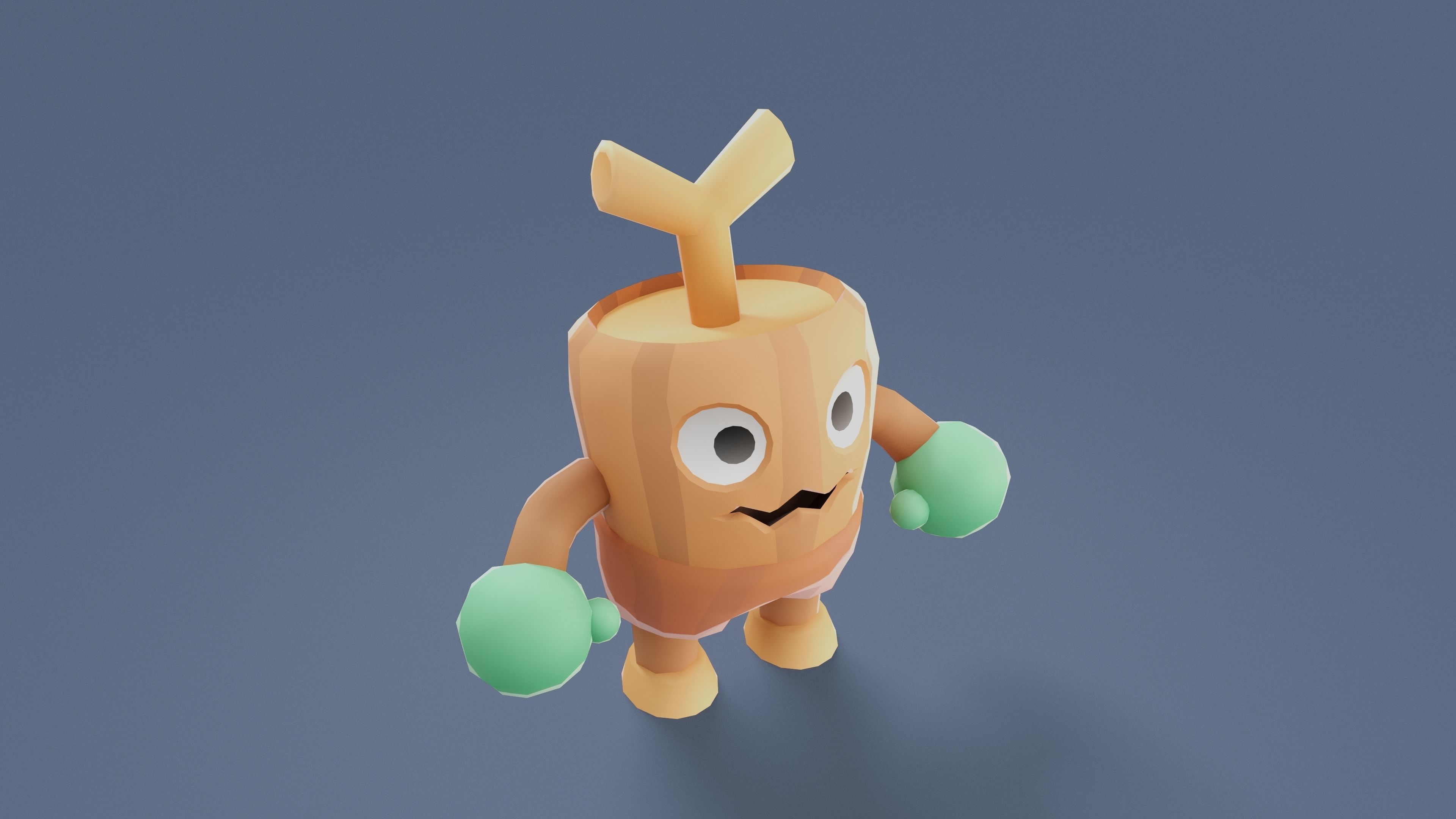 Cartoon Characters - Small Stumpy Warrior Low-poly 3D model_6