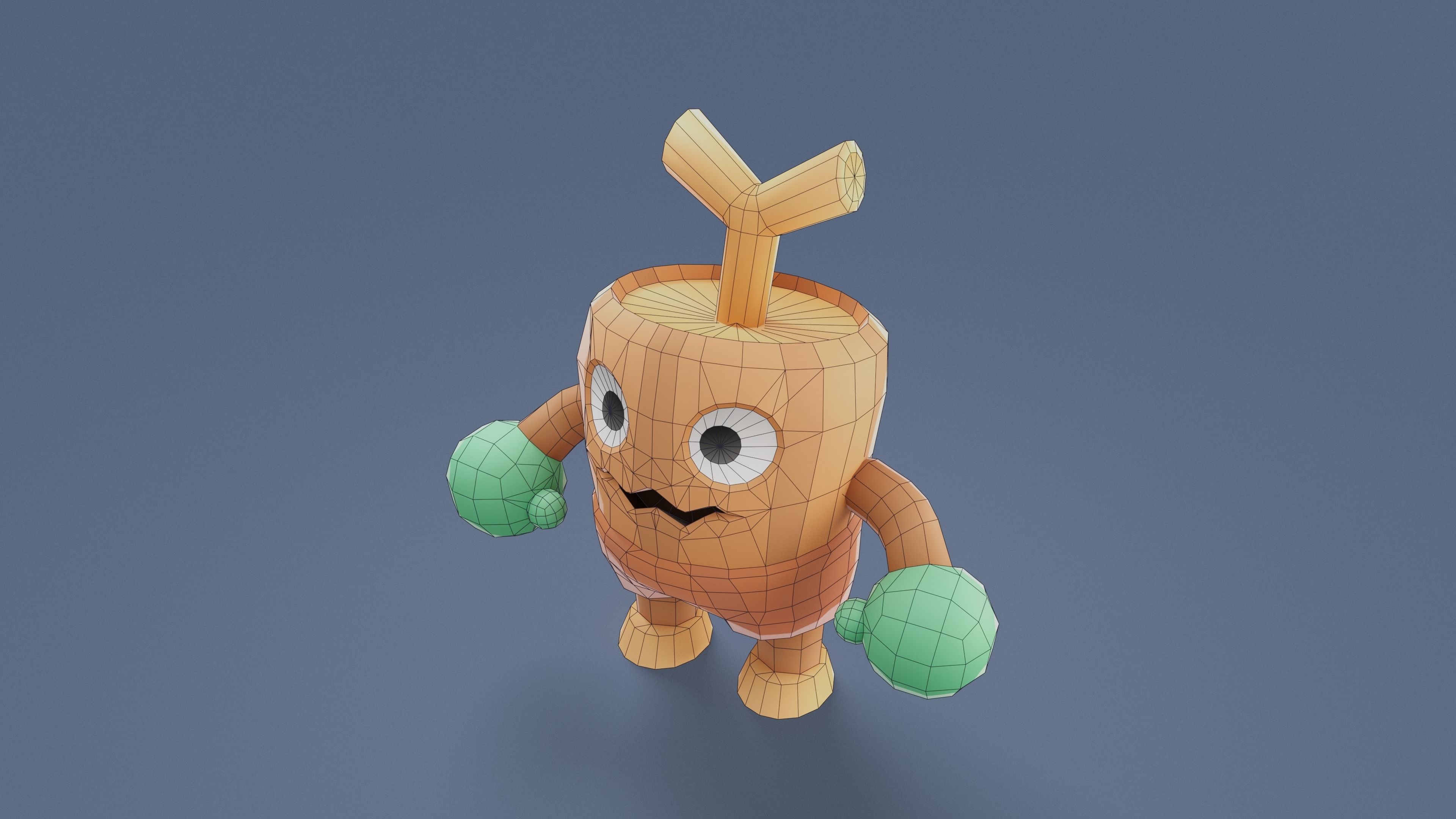 Cartoon Characters - Small Stumpy Warrior Low-poly 3D model_11