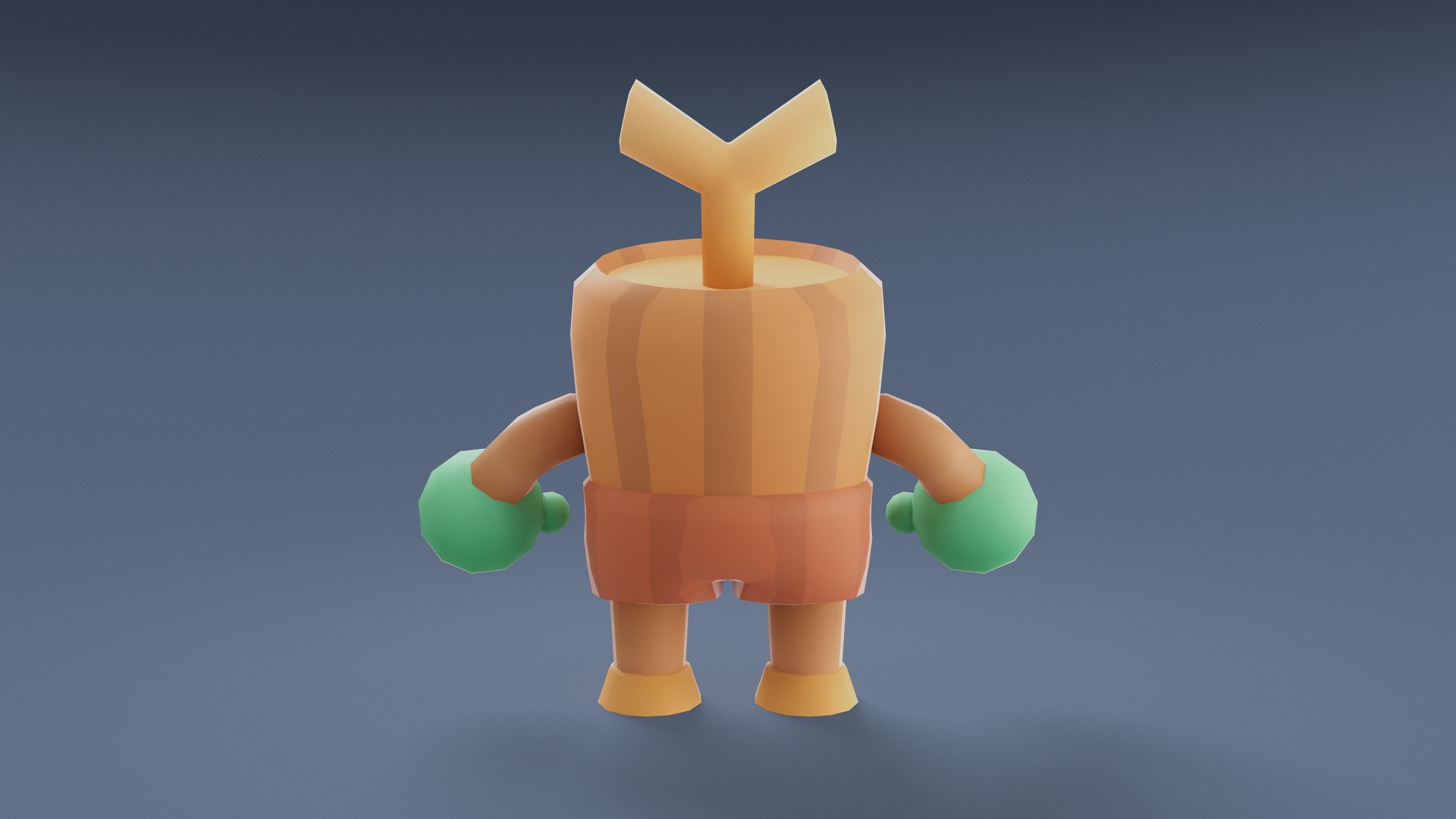 Cartoon Characters - Small Stumpy Warrior Low-poly 3D model_9