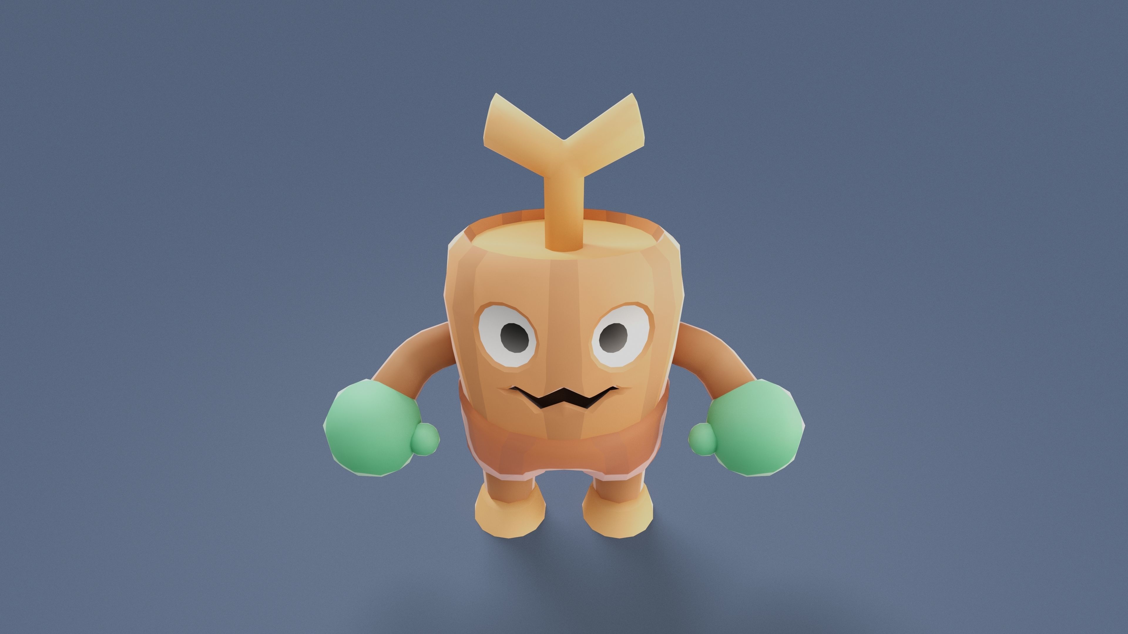 Cartoon Characters - Small Stumpy Warrior Low-poly 3D model_7