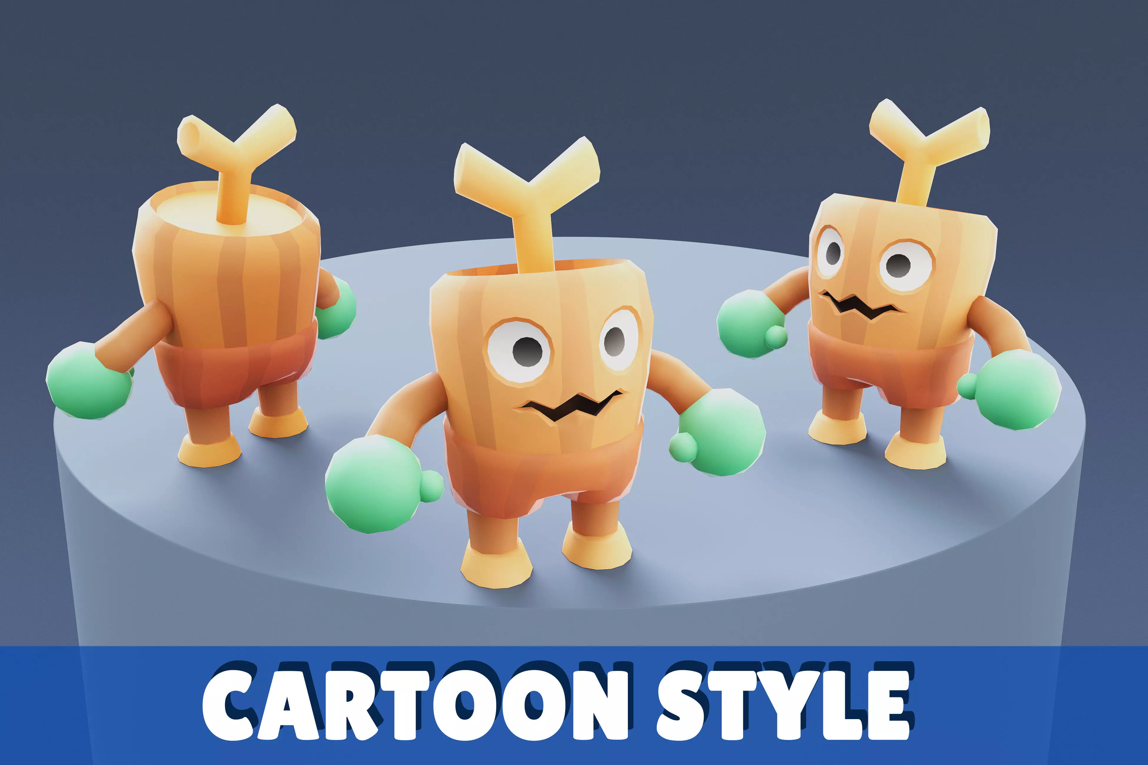 Cartoon Characters - Small Stumpy Warrior Low-poly 3D model_0