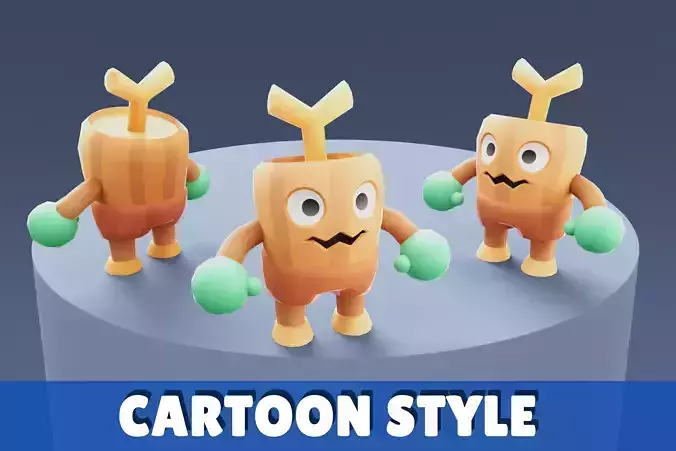 Cartoon Characters - Small Stumpy Warrior Low-poly 3D model