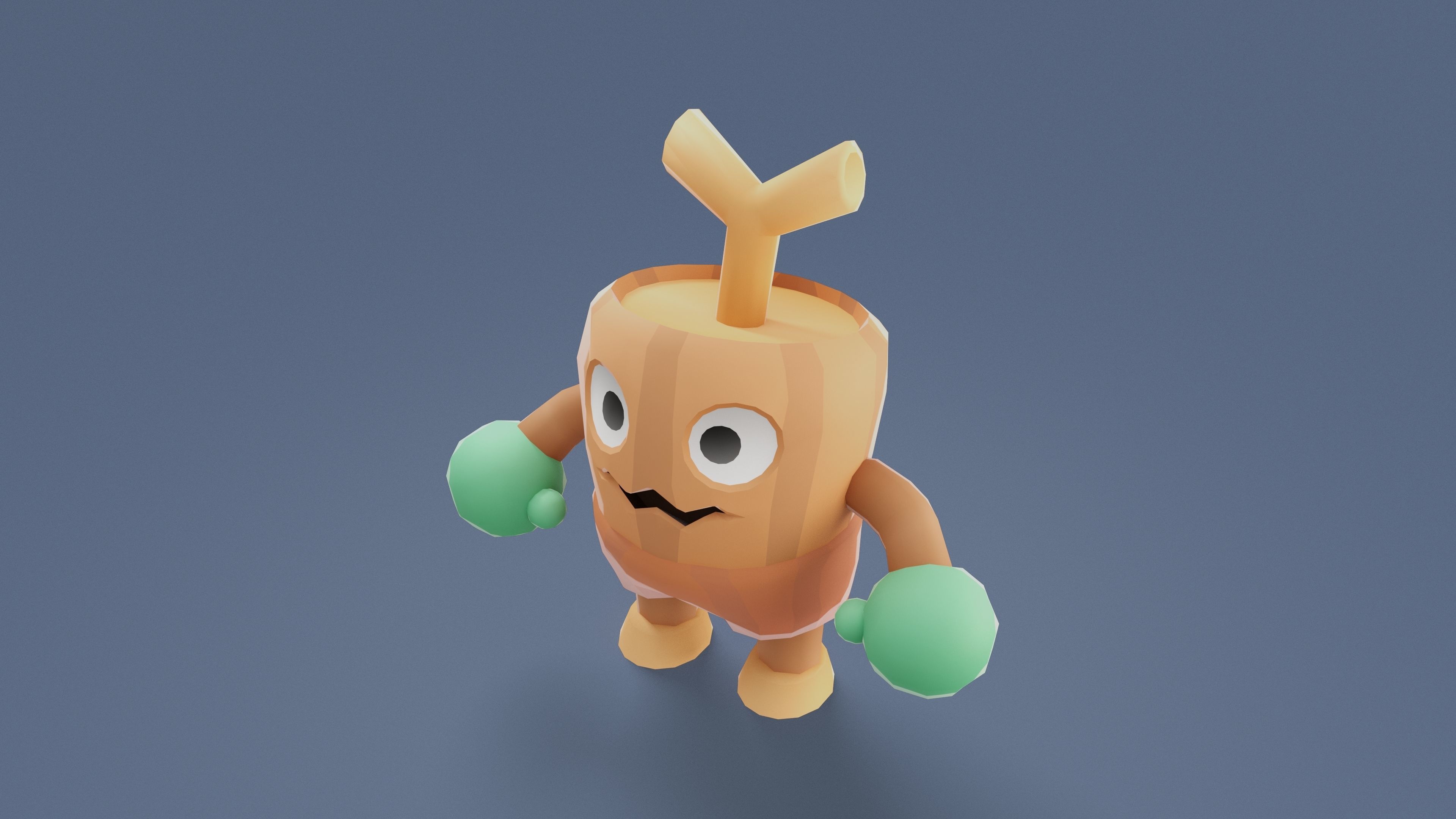 Cartoon Characters - Small Stumpy Warrior Low-poly 3D model_2