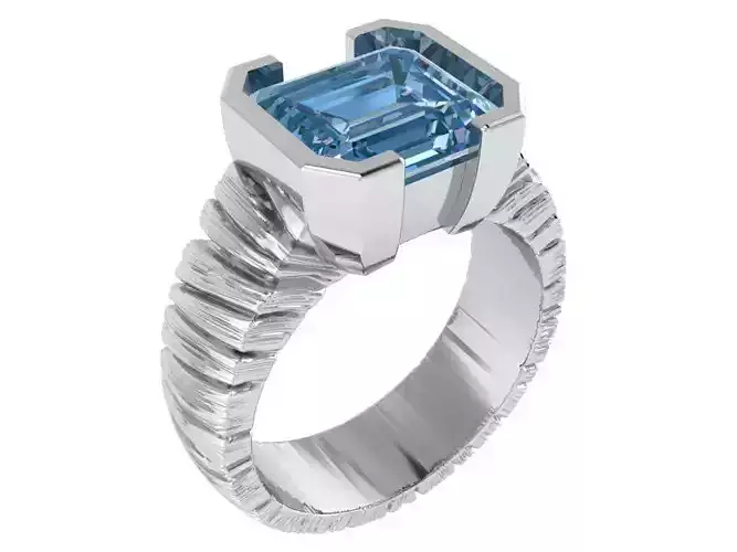 Blue Square ring fashion style 2653 3D print model