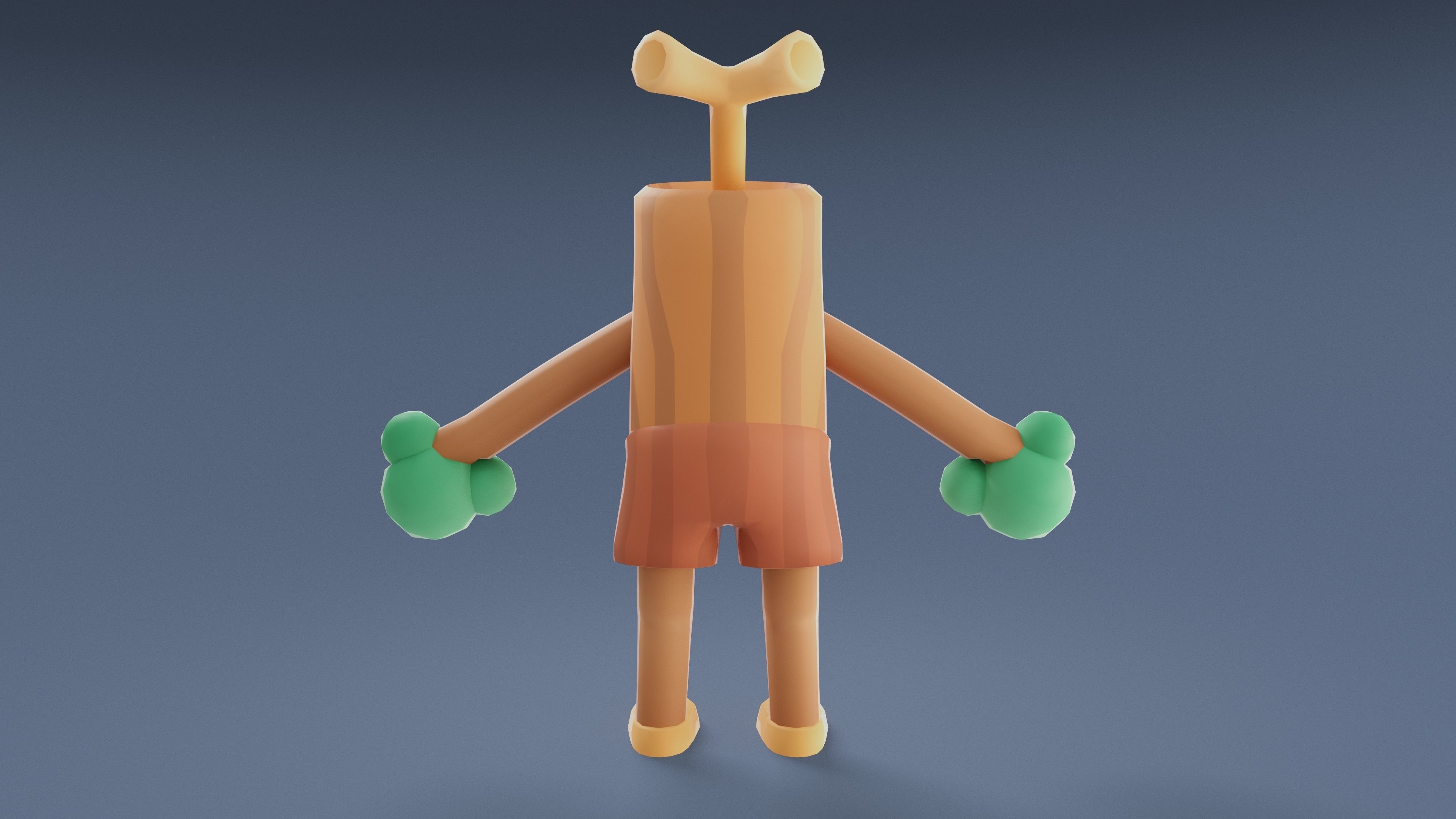 Cartoon Characters - Medium Stumpy Warrior Low-poly 3D model_9