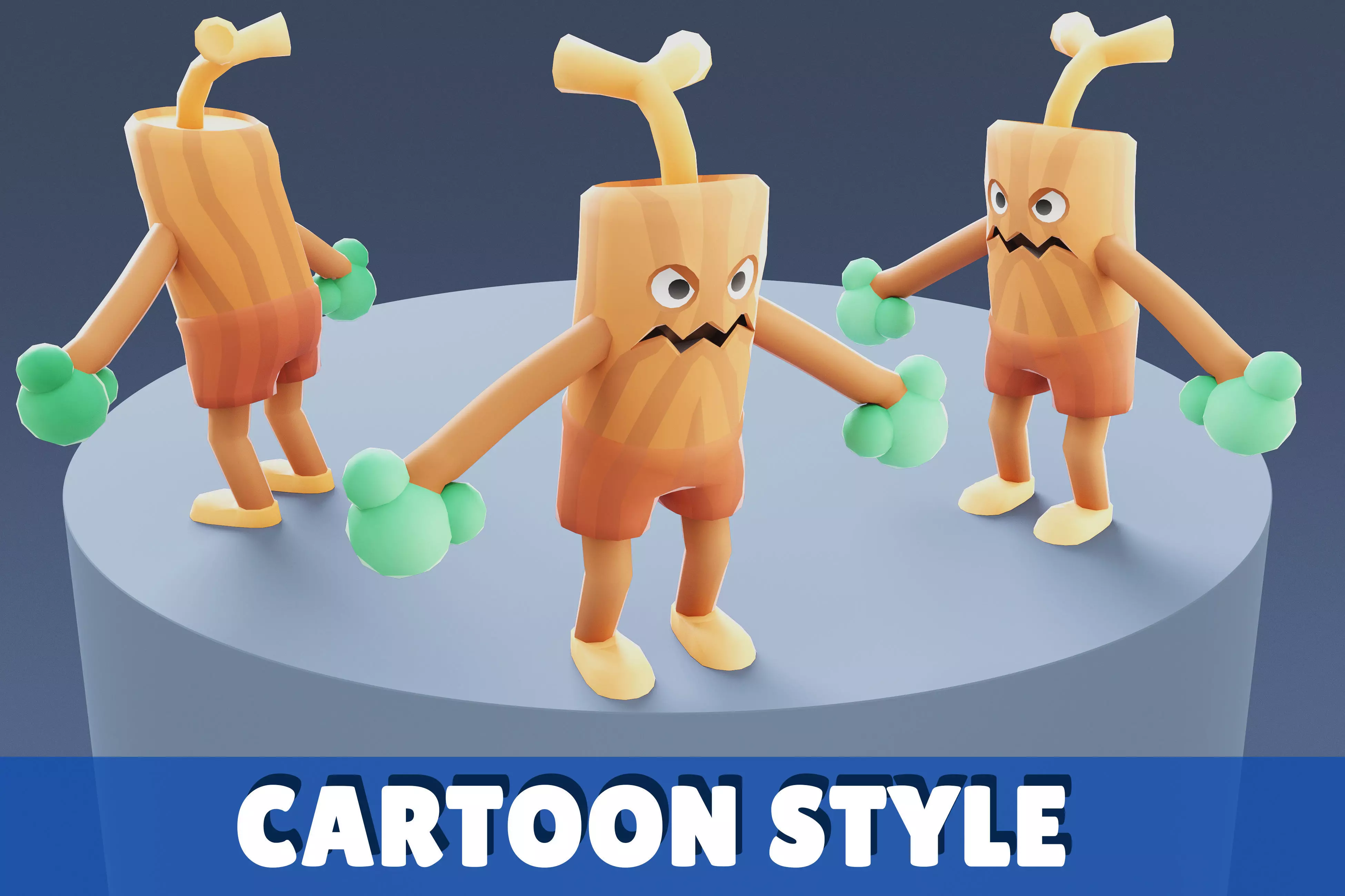 Cartoon Characters - Medium Stumpy Warrior Low-poly 3D model_0