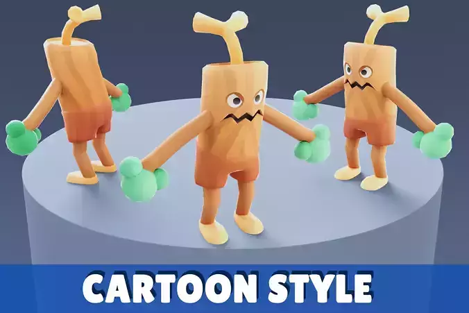 Cartoon Characters - Medium Stumpy Warrior Low-poly 3D model