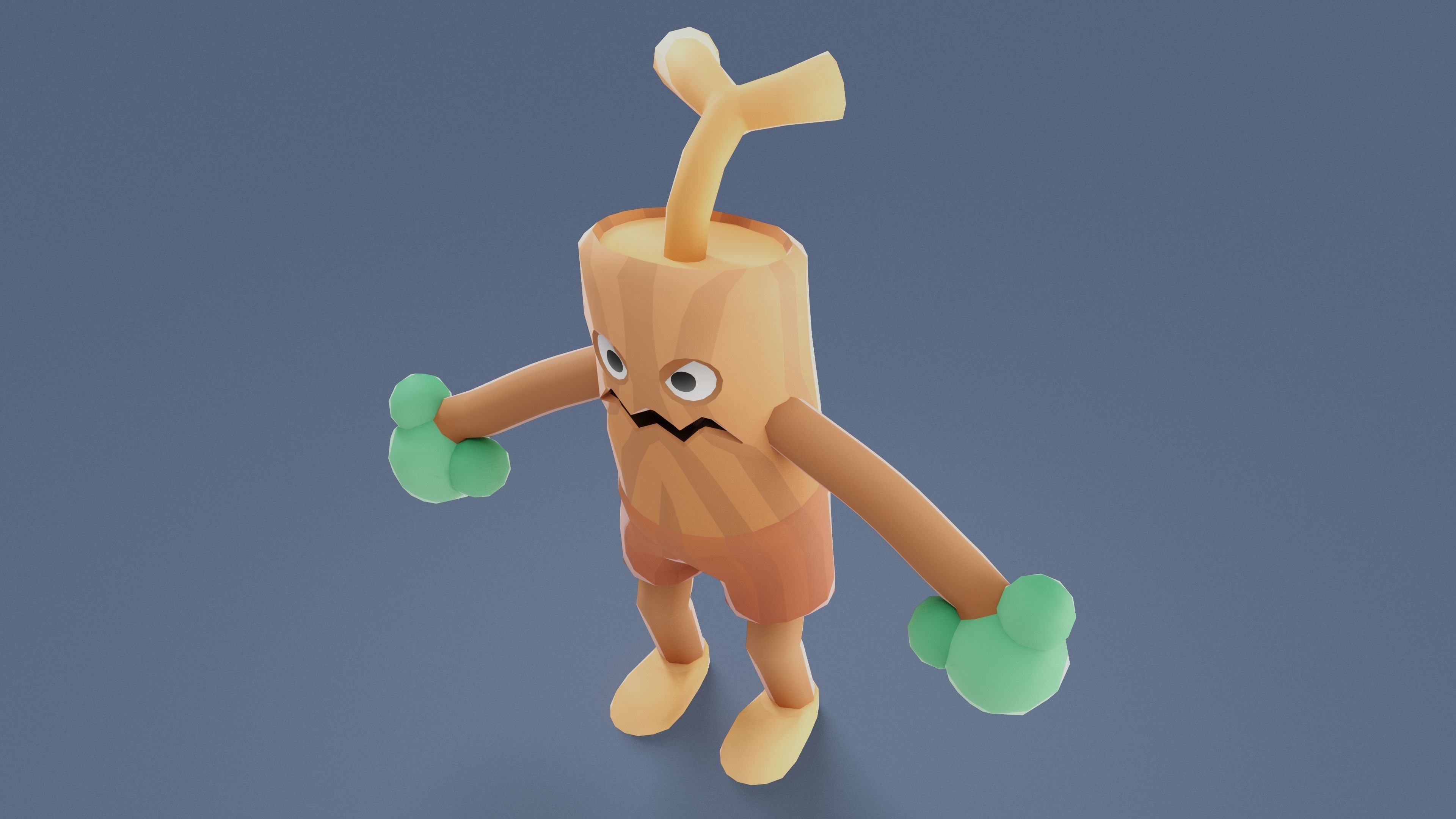 Cartoon Characters - Medium Stumpy Warrior Low-poly 3D model_2