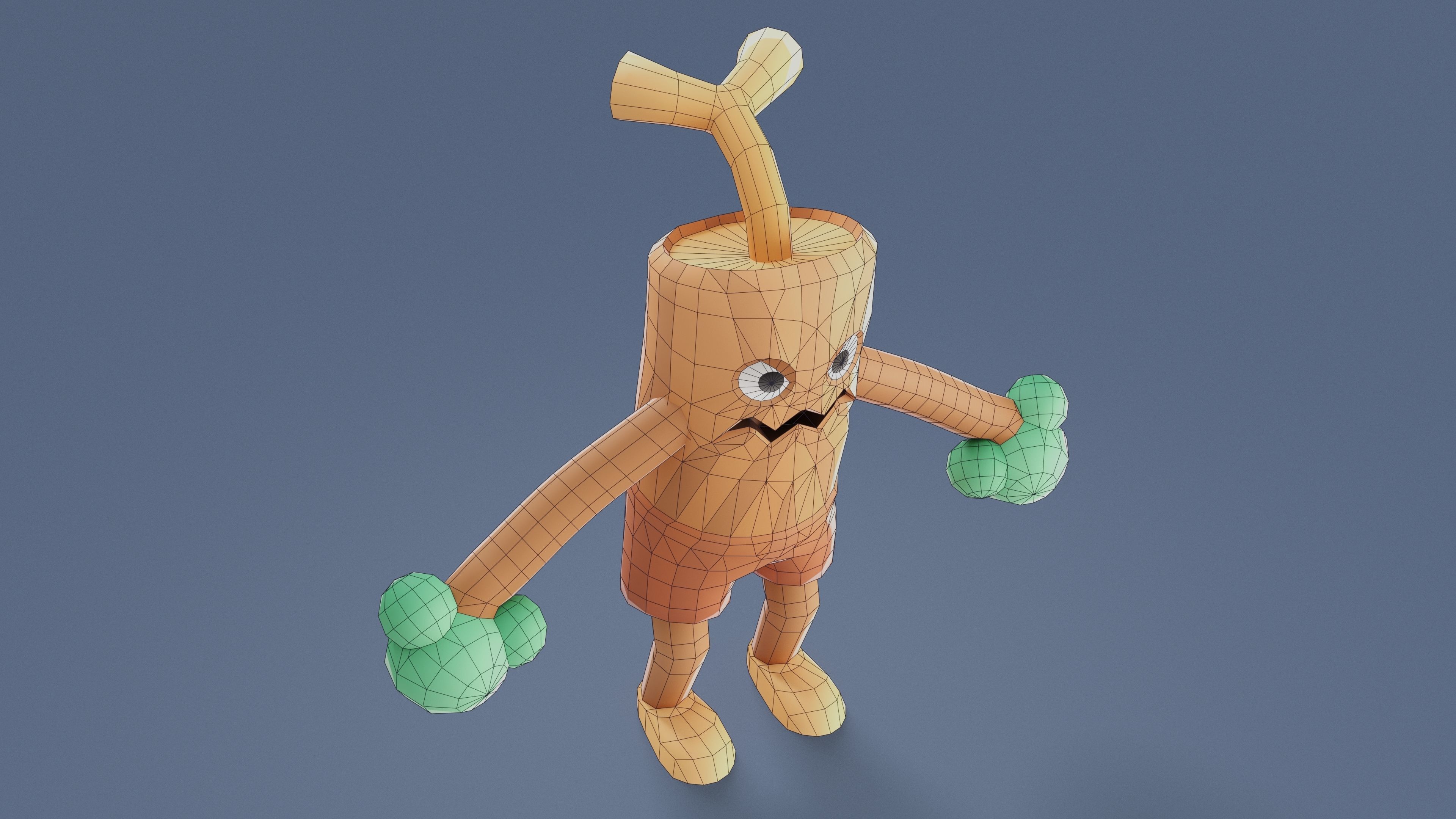 Cartoon Characters - Medium Stumpy Warrior Low-poly 3D model_17