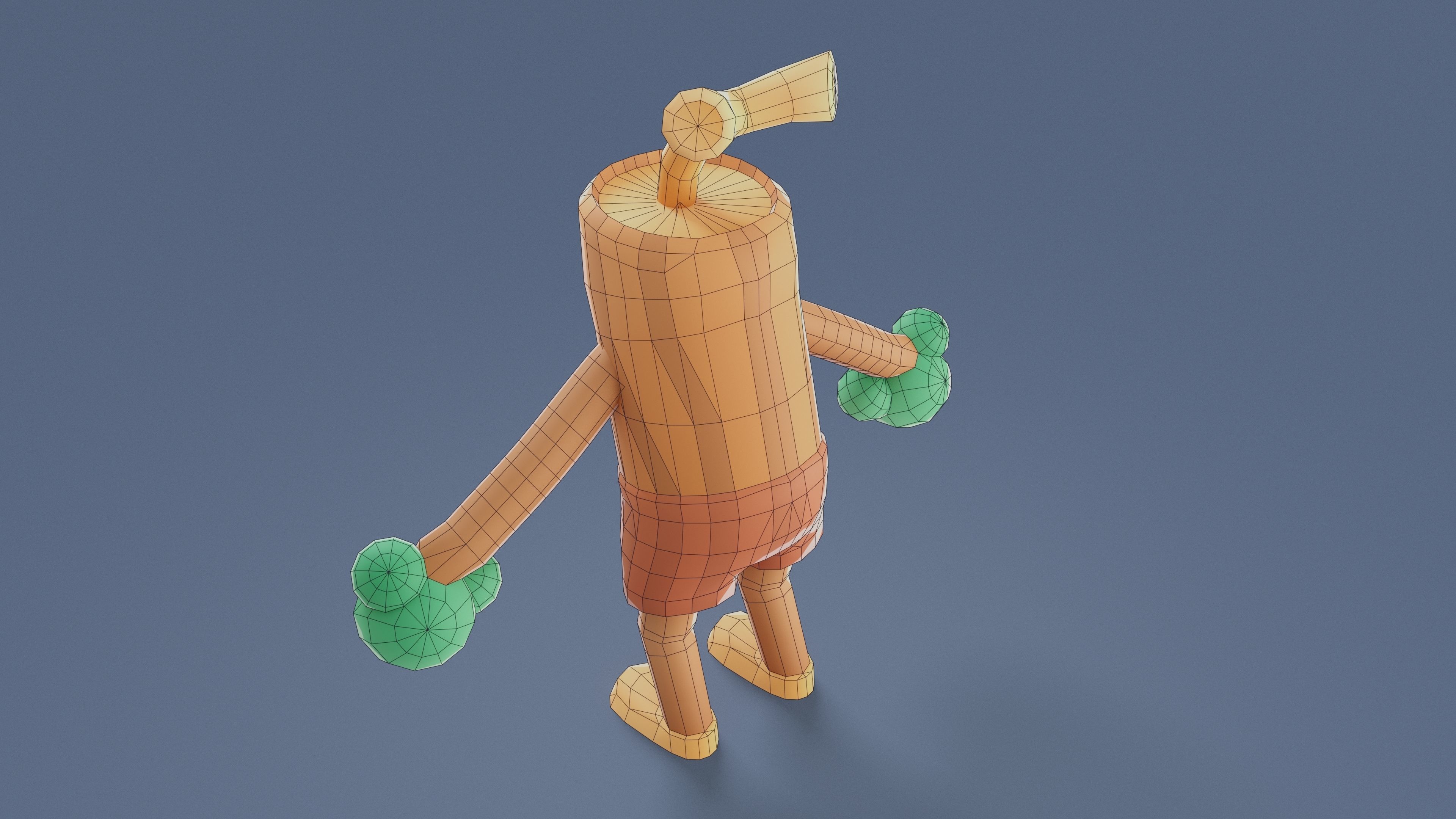 Cartoon Characters - Medium Stumpy Warrior Low-poly 3D model_14