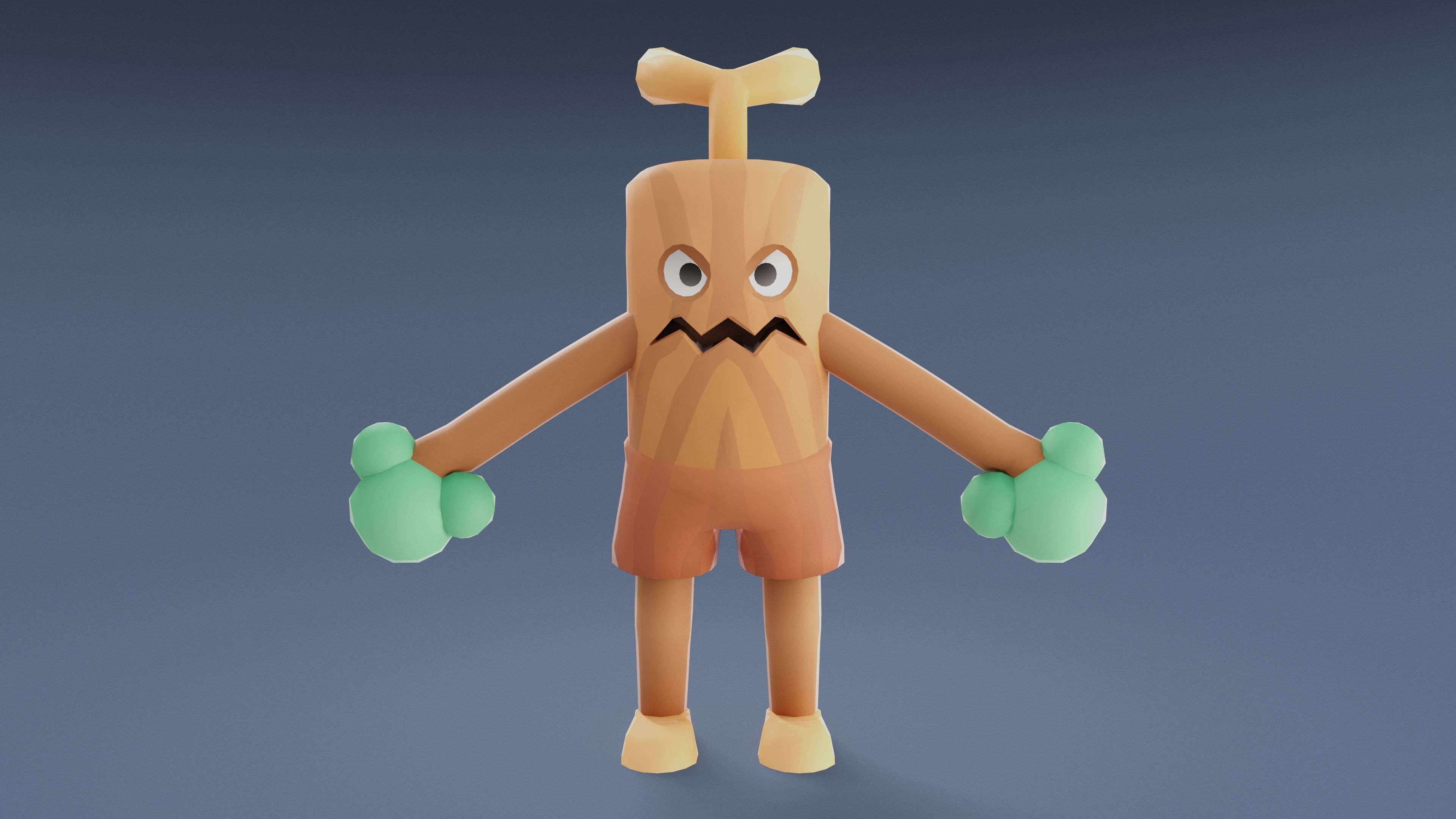 Cartoon Characters - Medium Stumpy Warrior Low-poly 3D model_12