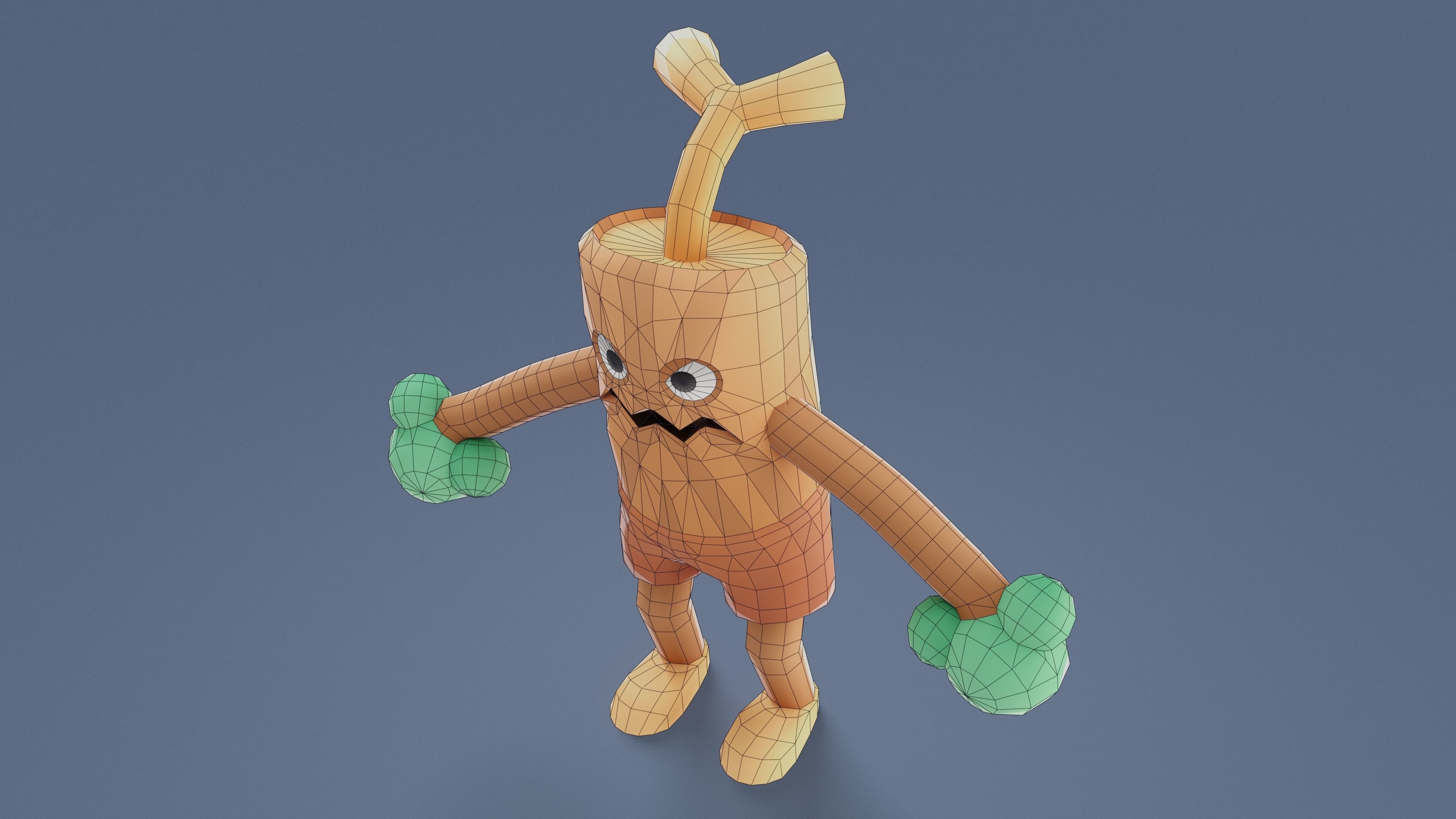 Cartoon Characters - Medium Stumpy Warrior Low-poly 3D model_11