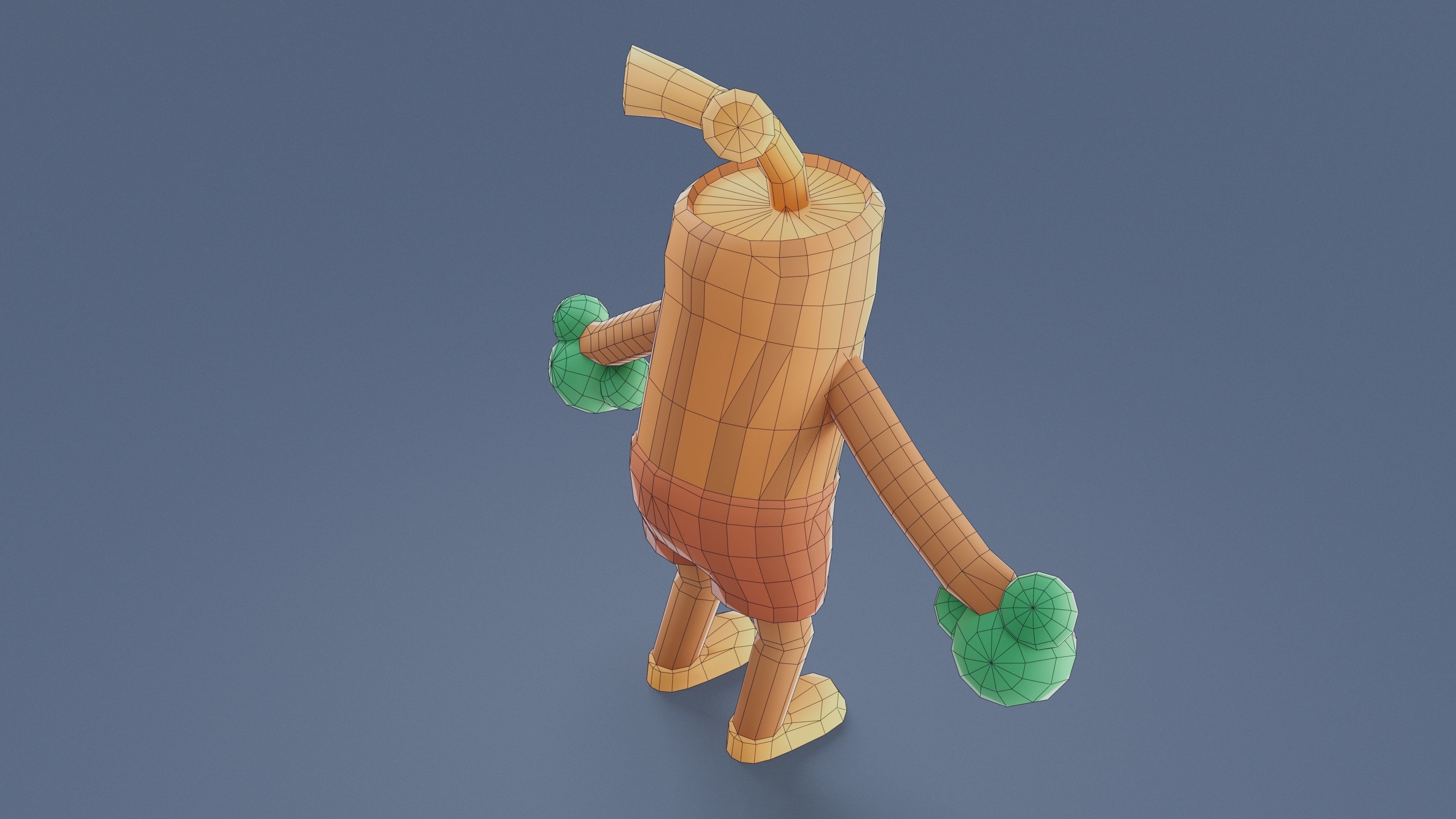 Cartoon Characters - Medium Stumpy Warrior Low-poly 3D model_16