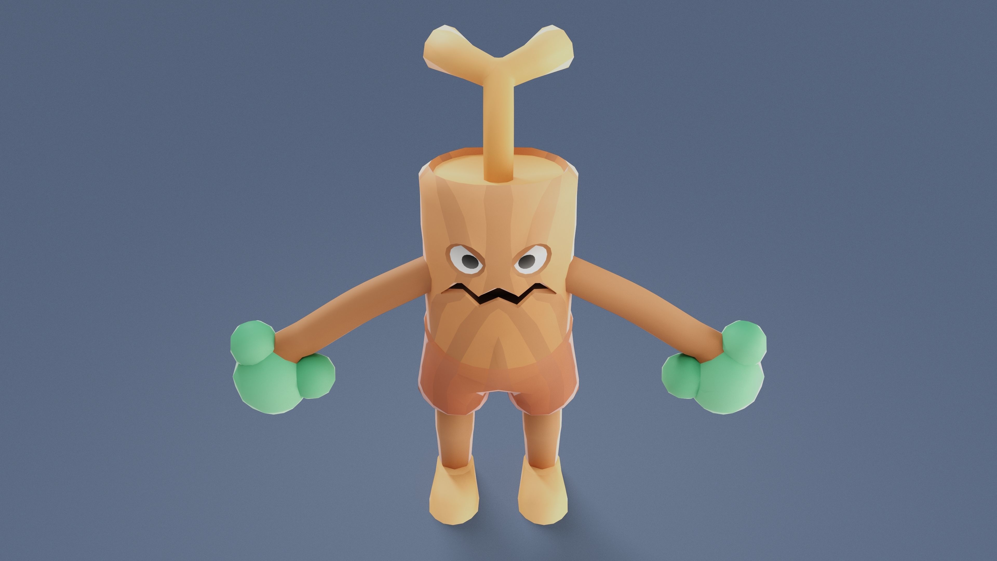 Cartoon Characters - Medium Stumpy Warrior Low-poly 3D model_7