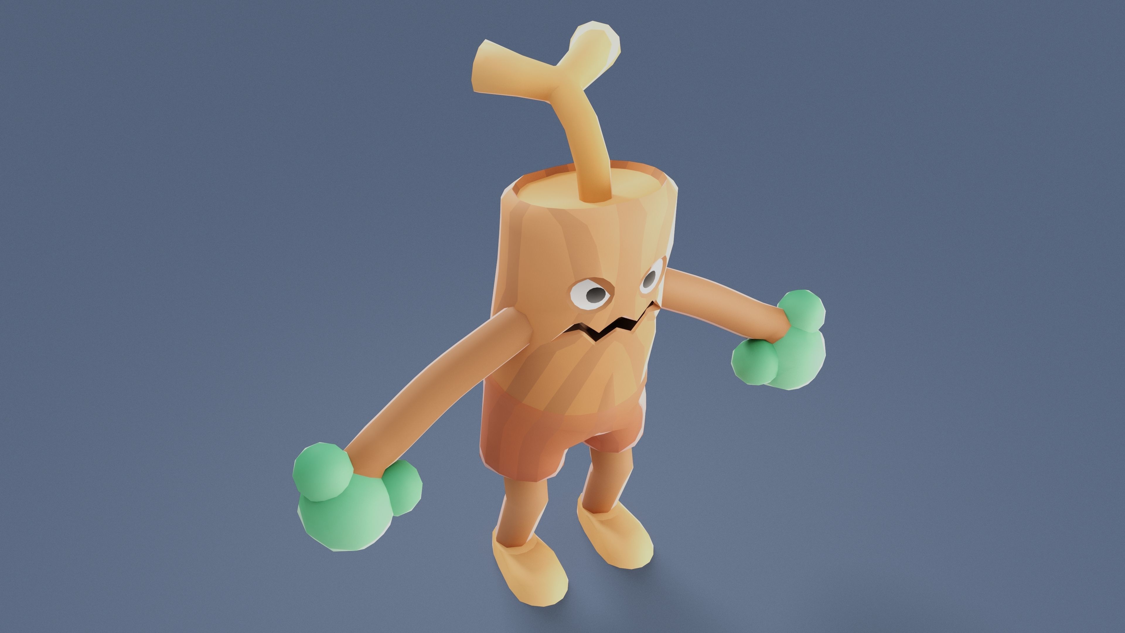 Cartoon Characters - Medium Stumpy Warrior Low-poly 3D model_6