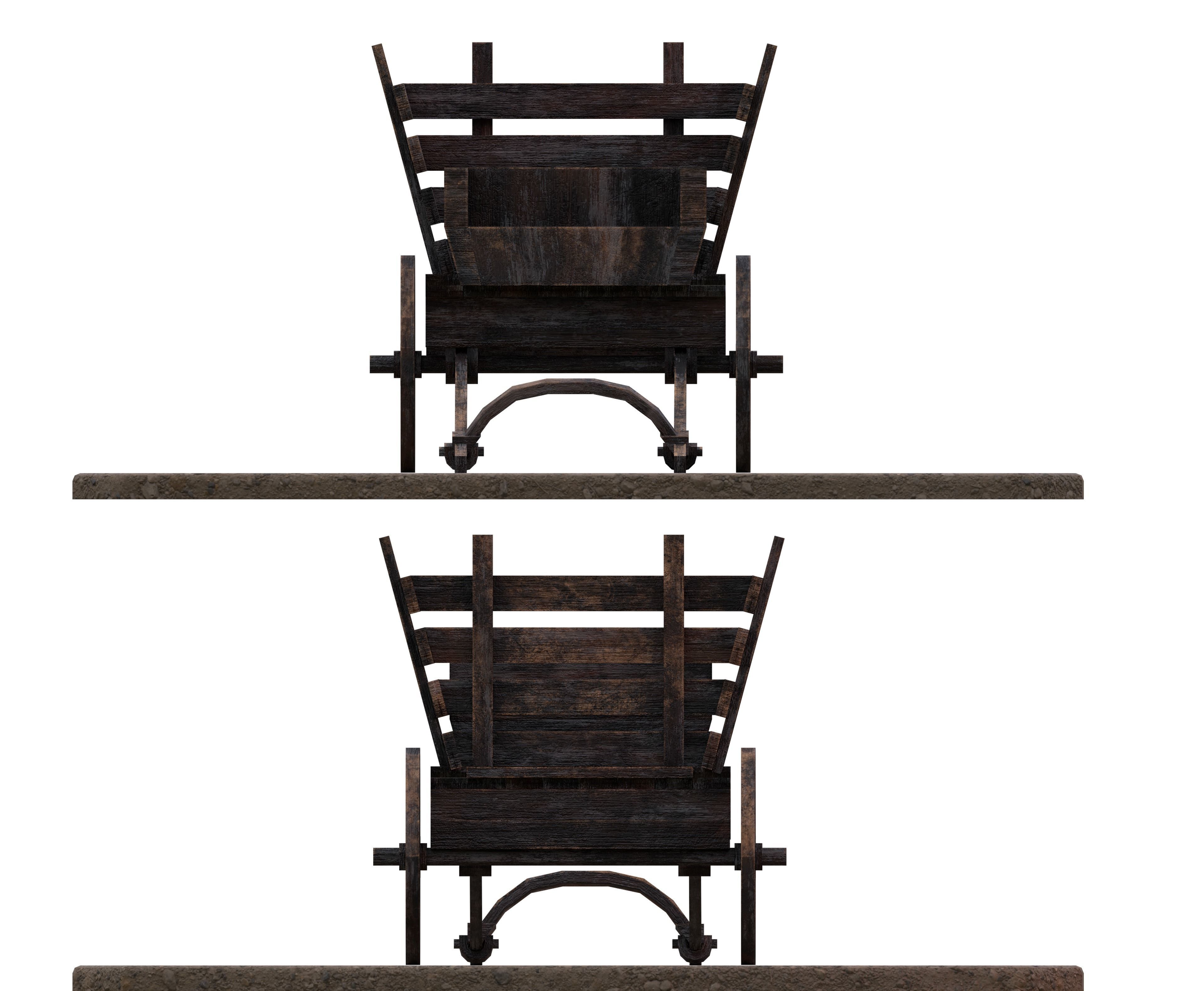 Medieval Carriage Low-poly 3D model_7