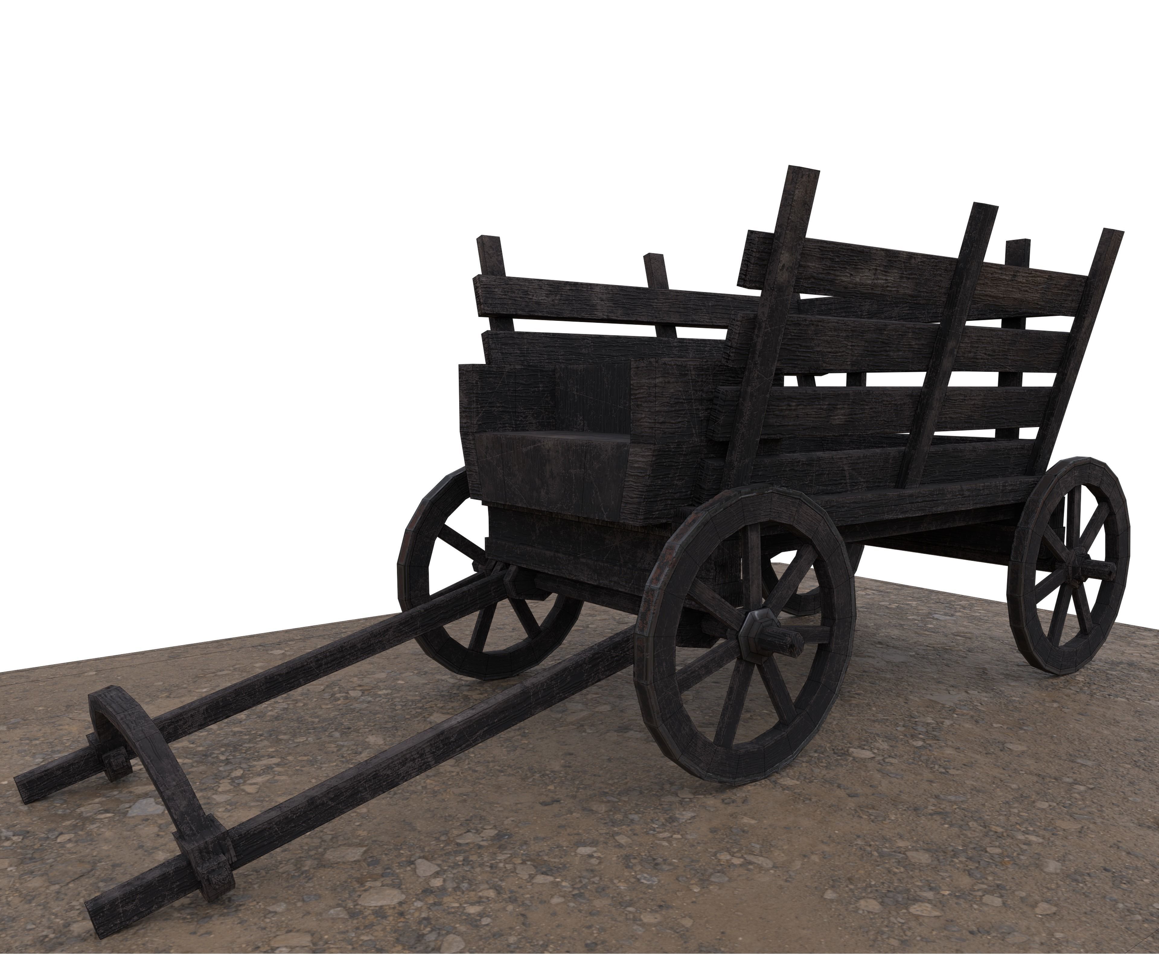 Medieval Carriage Low-poly 3D model_6