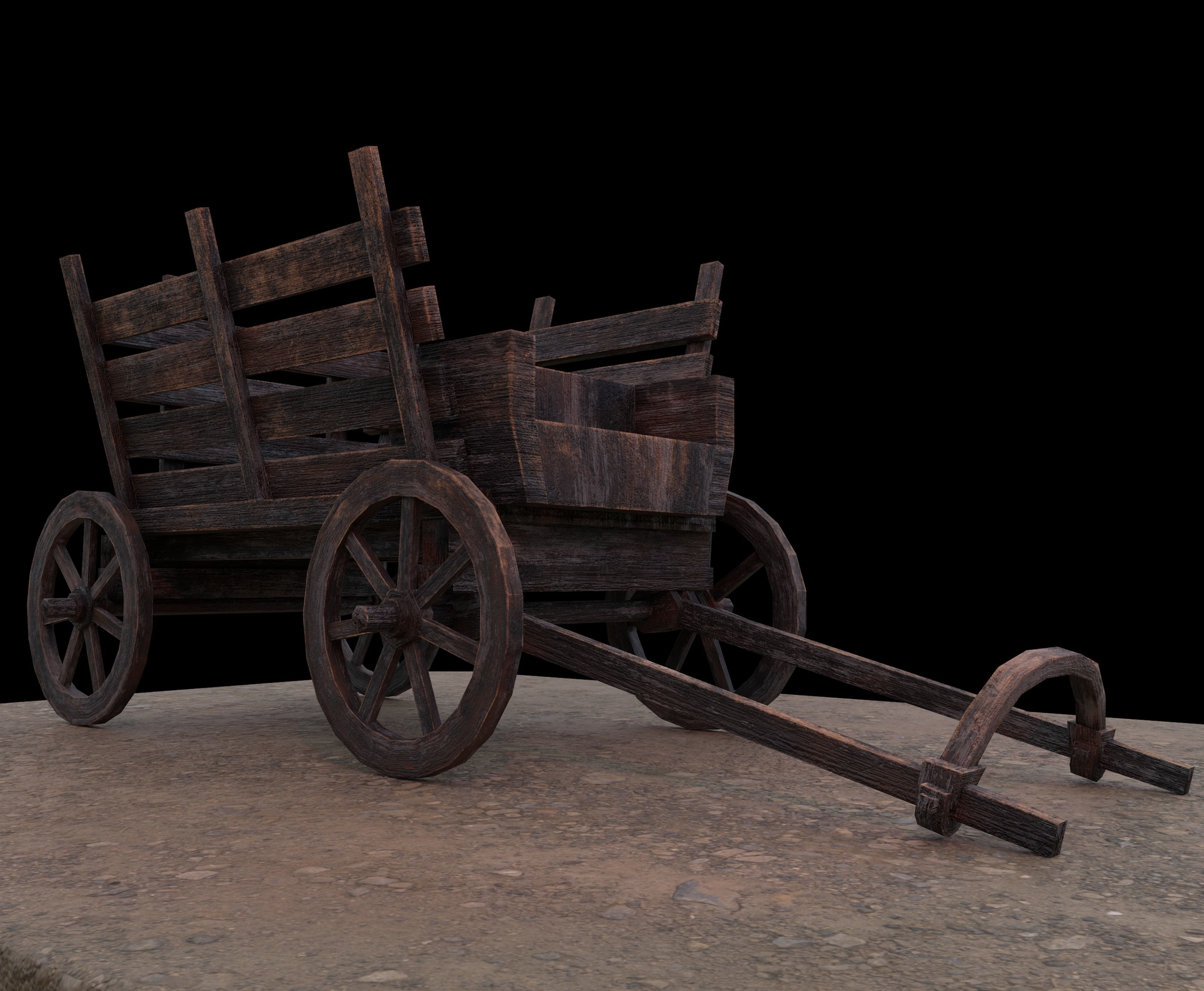 Medieval Carriage Low-poly 3D model_2